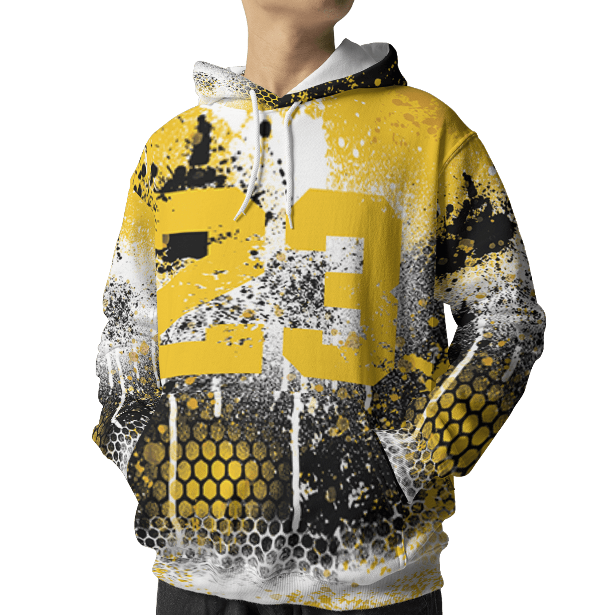 Yellow Ochre 6s Hoodie Match 23 Painted Graffiti 3D All-Over Print - NastyJamz