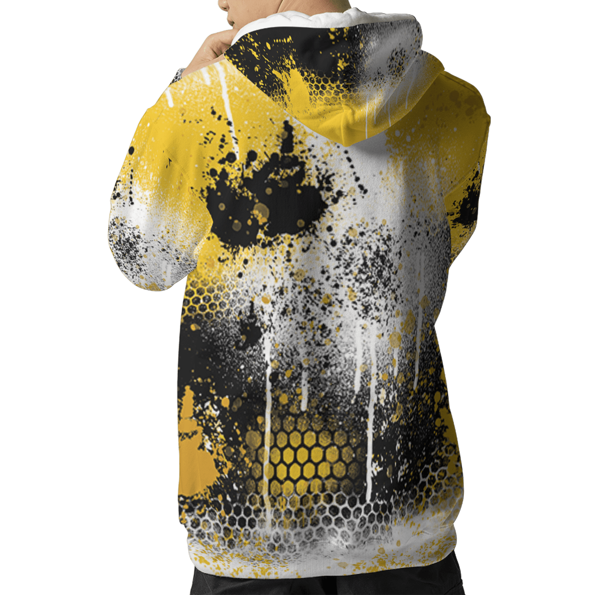 Yellow Ochre 6s Hoodie Match 23 Painted Graffiti 3D All-Over Print - NastyJamz