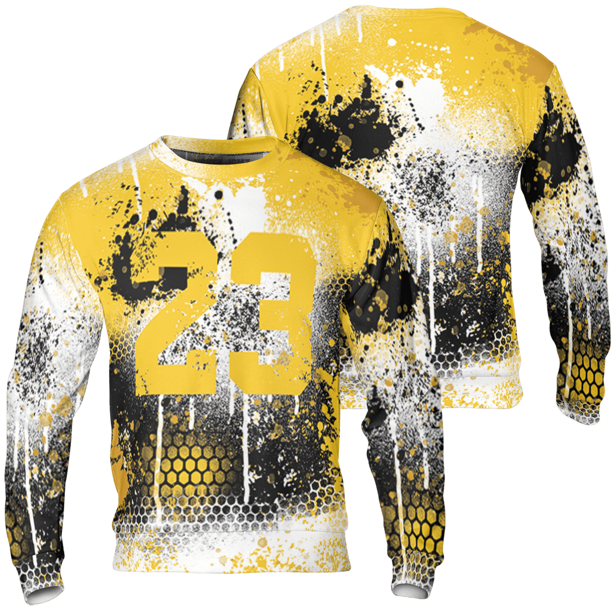 Yellow Ochre 6s Sweatshirt Match 23 Painted Graffiti 3D All-Over Print - NastyJamz