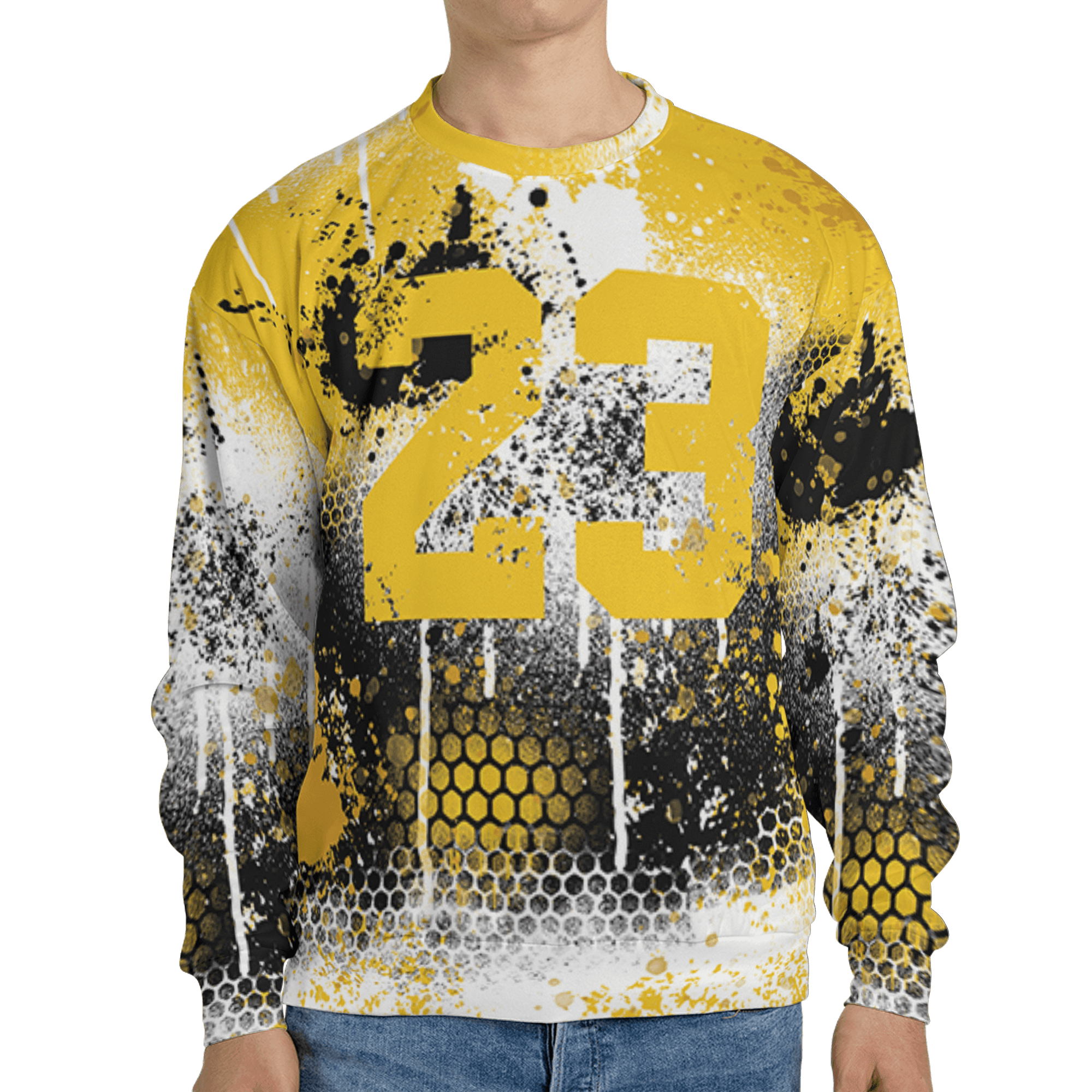 Yellow Ochre 6s Sweatshirt Match 23 Painted Graffiti 3D All-Over Print - NastyJamz
