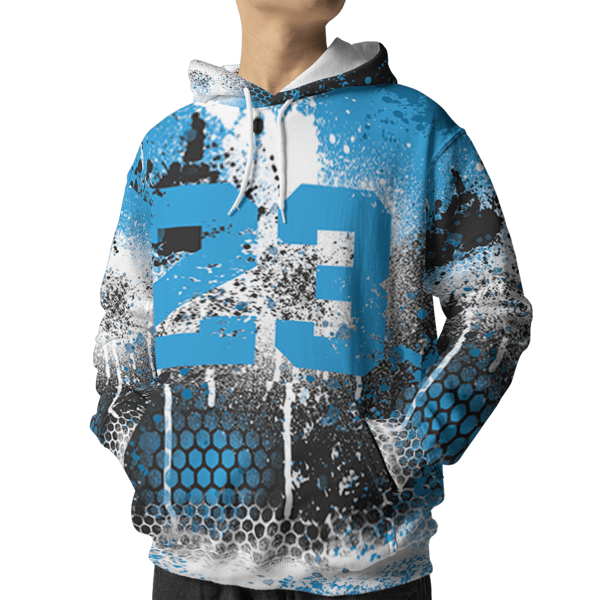 Powder Blue 9s Hoodie Match 23 Painted Graffiti 3D All-Over Print - NastyJamz