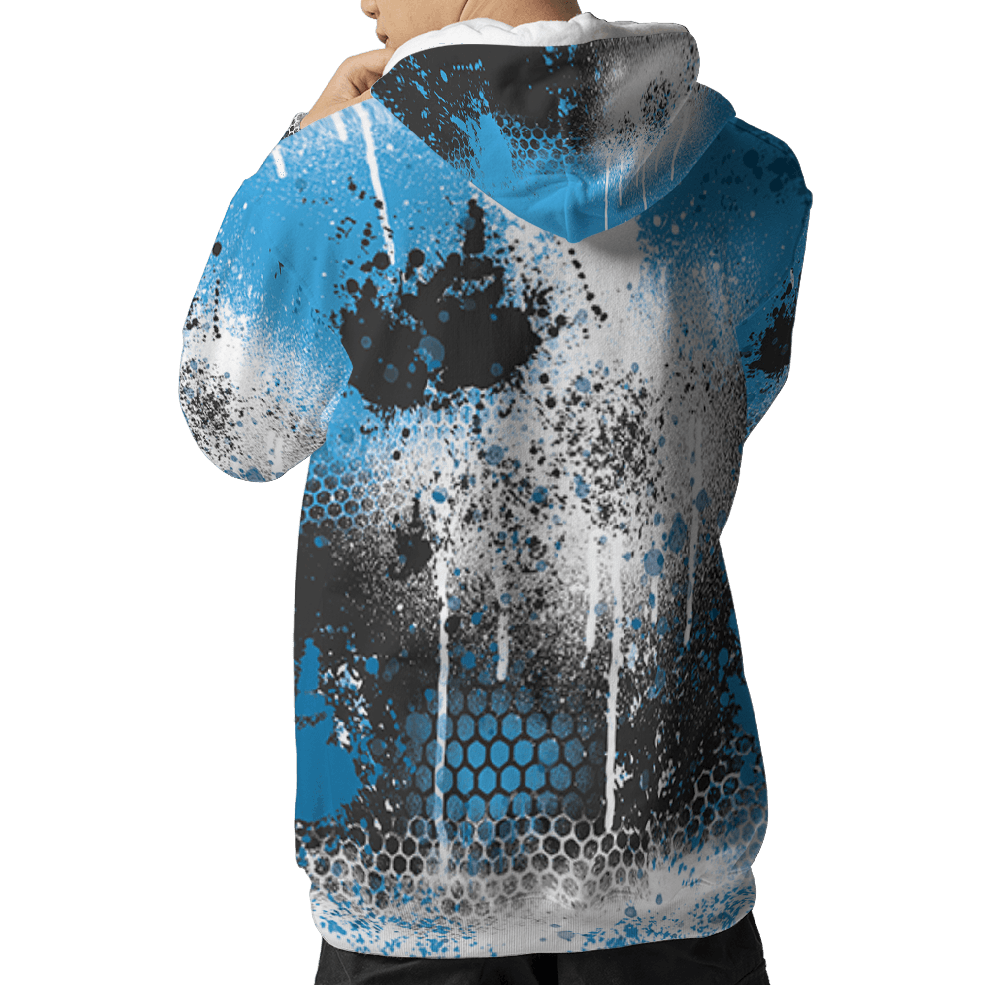 Powder Blue 9s Hoodie Match 23 Painted Graffiti 3D All-Over Print - NastyJamz