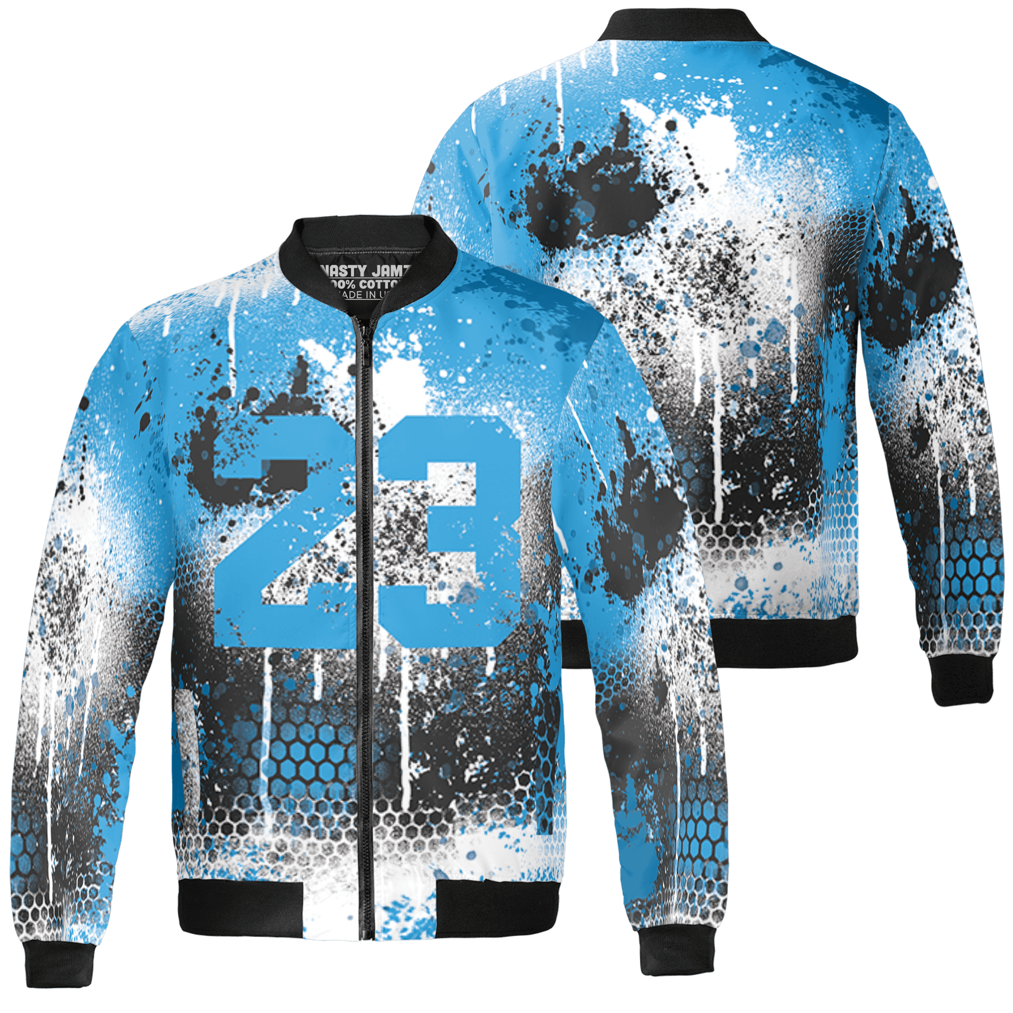 Powder Blue 9s Jacket Match 23 Painted Graffiti 3D All-Over Print - NastyJamz