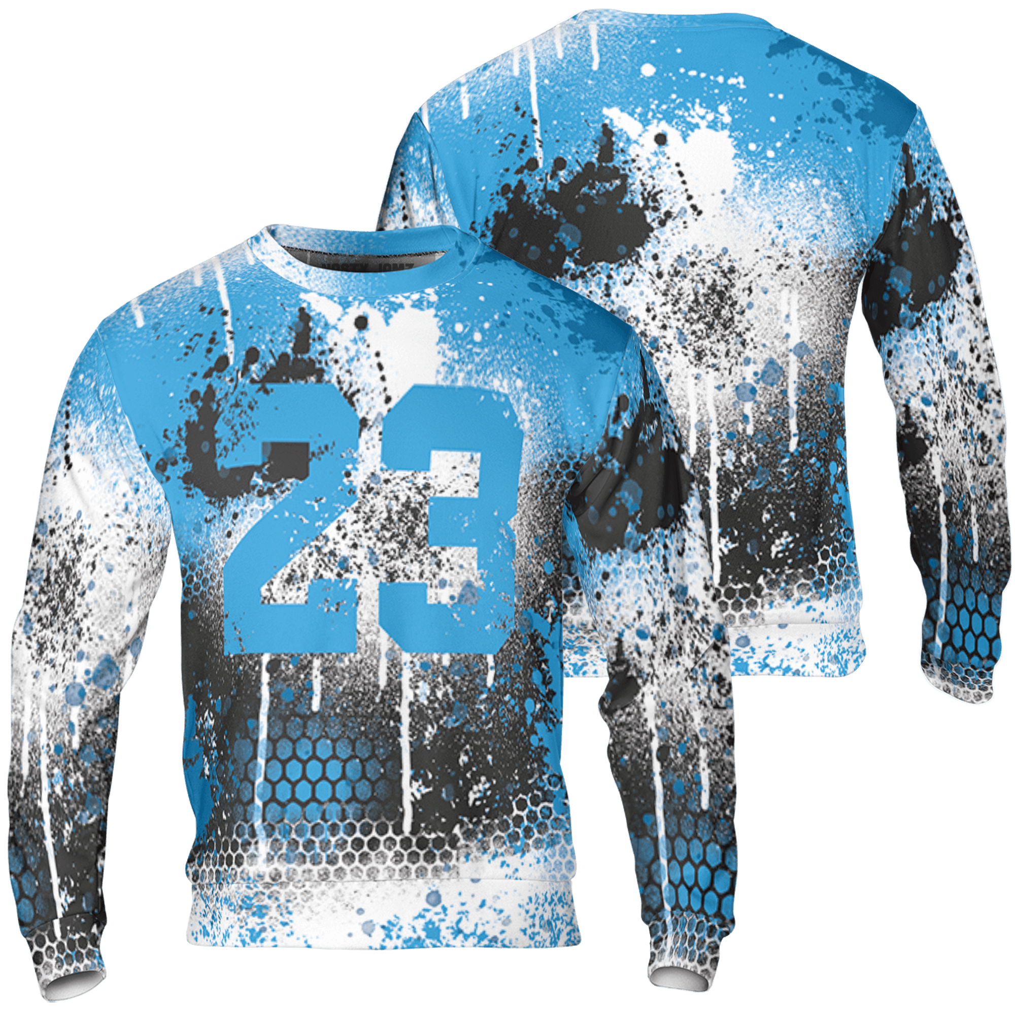 Powder Blue 9s Sweatshirt Match 23 Painted Graffiti 3D All-Over Print - NastyJamz