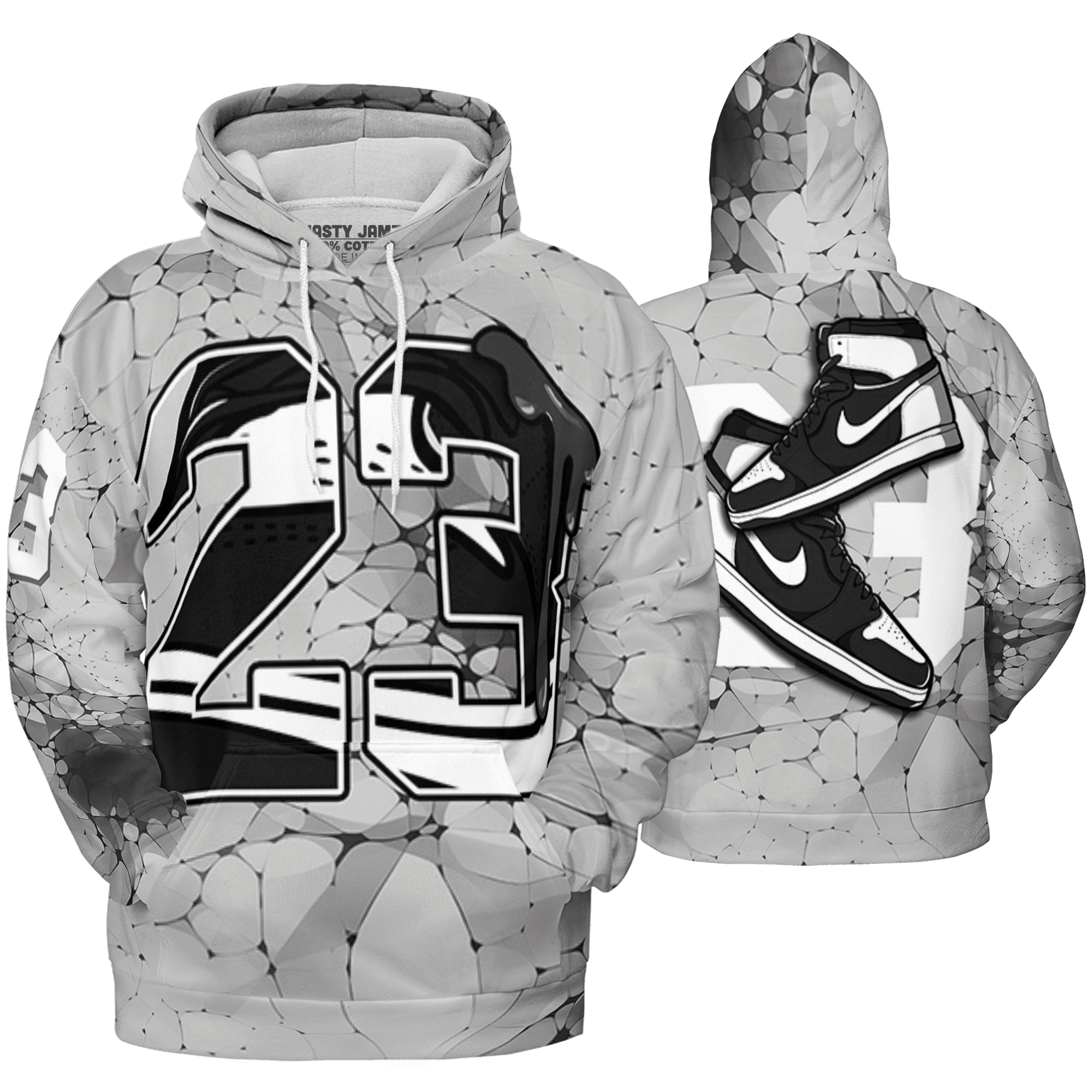 Retro High OG Black White 1s Hoodie Match 23 Sneaker 3D All-Over Print - NastyJamz