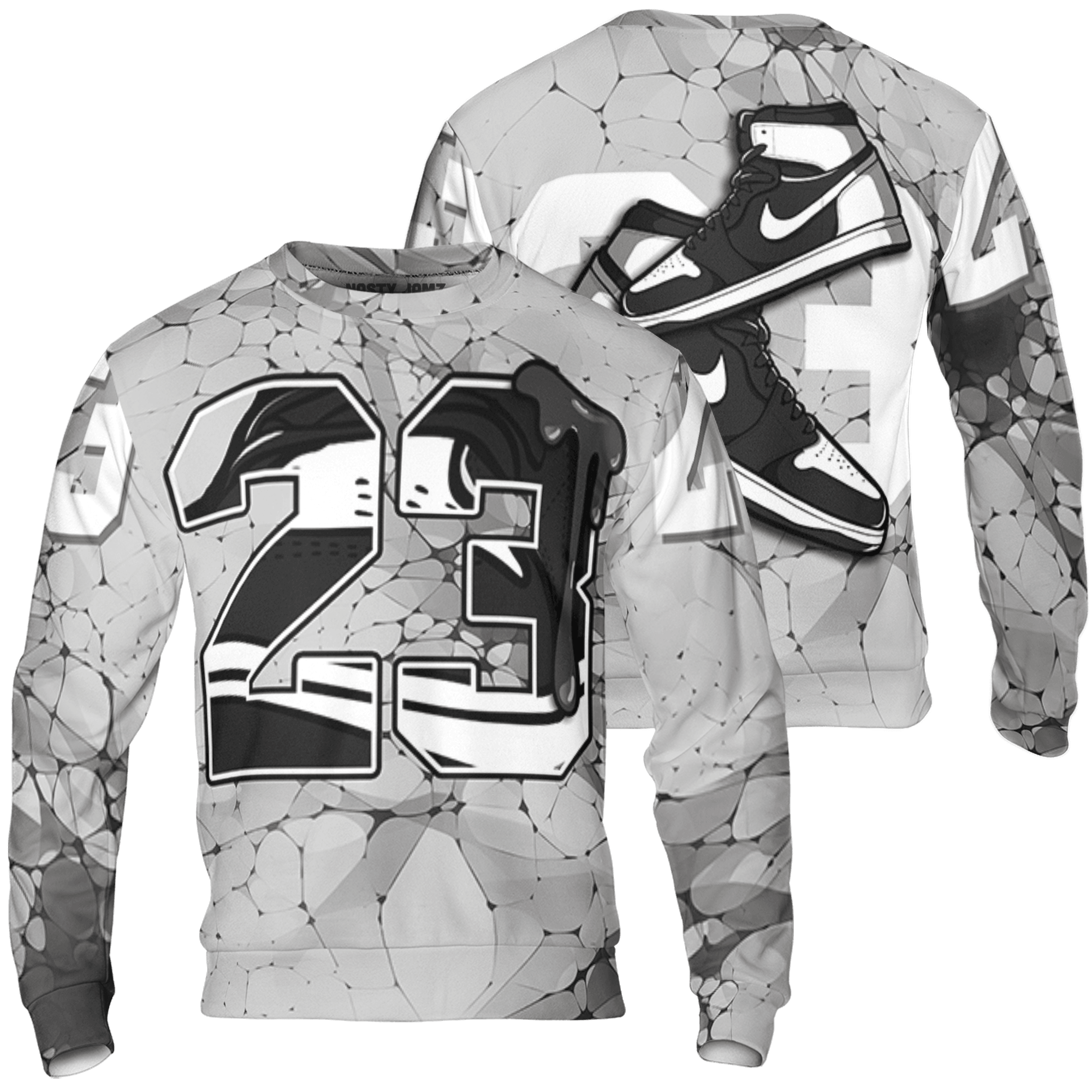 Retro High OG Black White 1s Sweatshirt Match 23 Sneaker 3D All-Over Print - NastyJamz