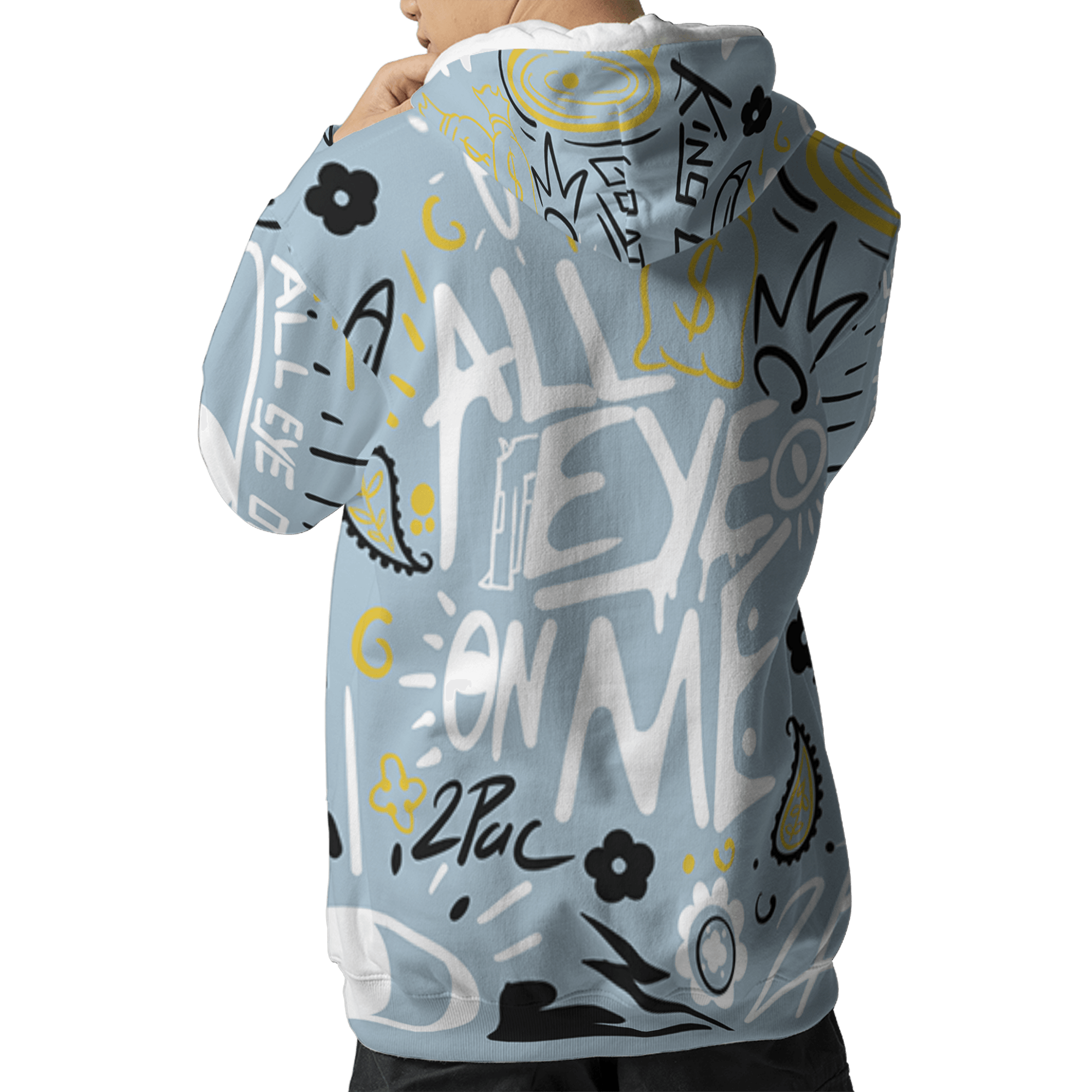 Blue Grey 13s Hoodie Match All Eye On Me 3D All-Over Print Doodle Eye - NastyJamz