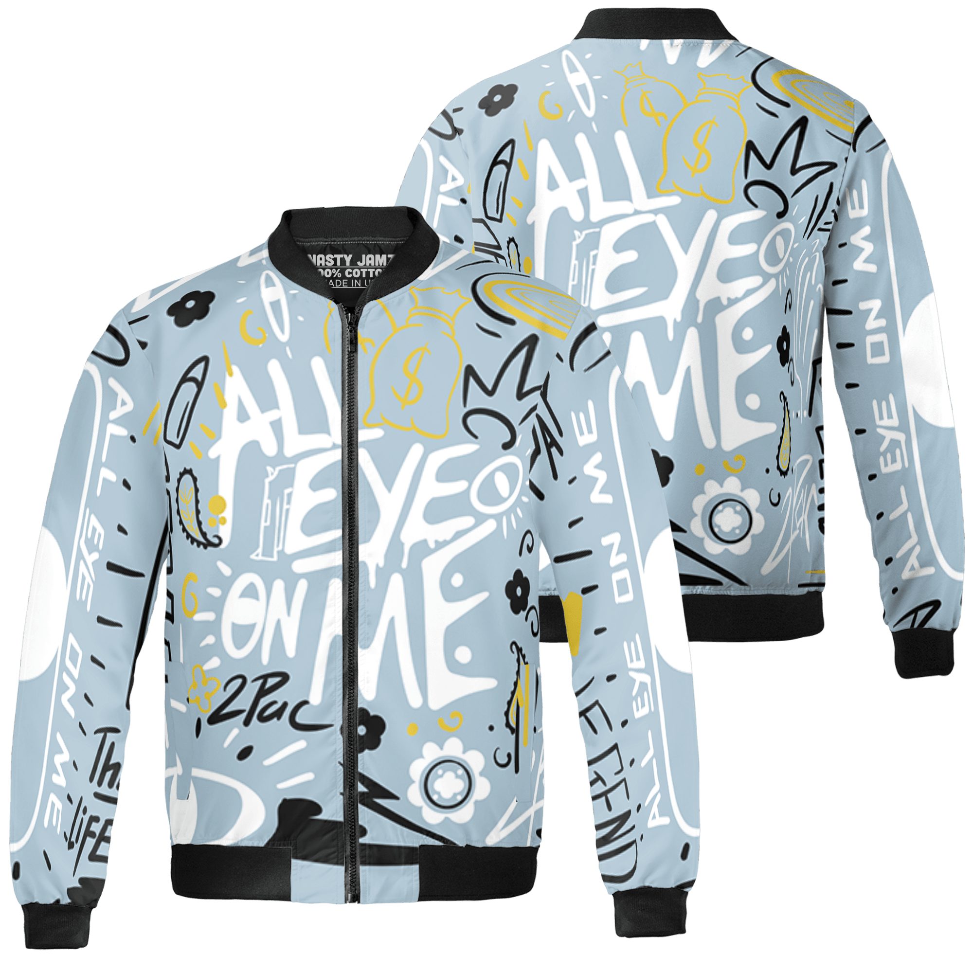 Blue Grey 13s Jacket Match All Eye On Me 3D All-Over Print Doodle Eye - NastyJamz