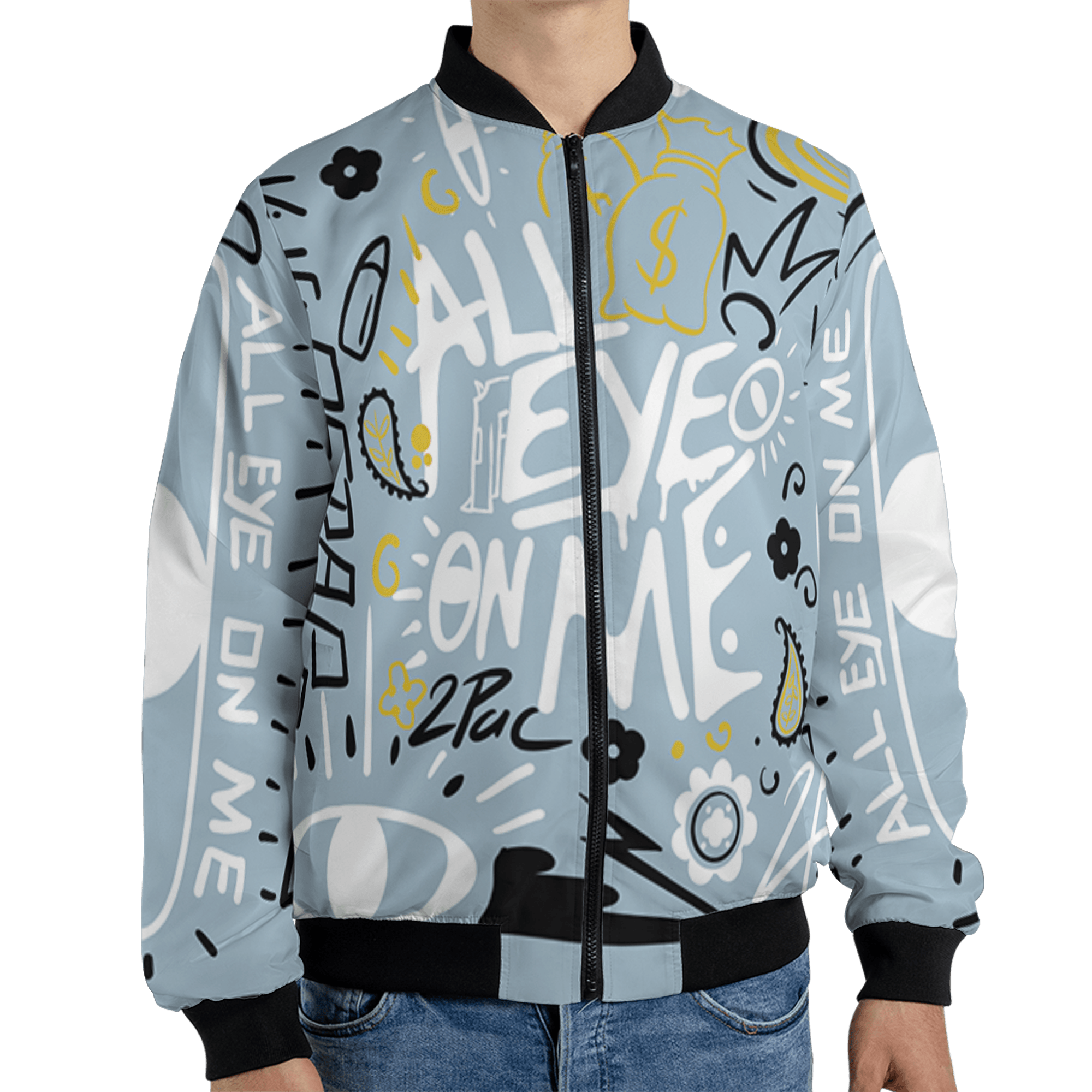 Blue Grey 13s Jacket Match All Eye On Me 3D All-Over Print Doodle Eye - NastyJamz