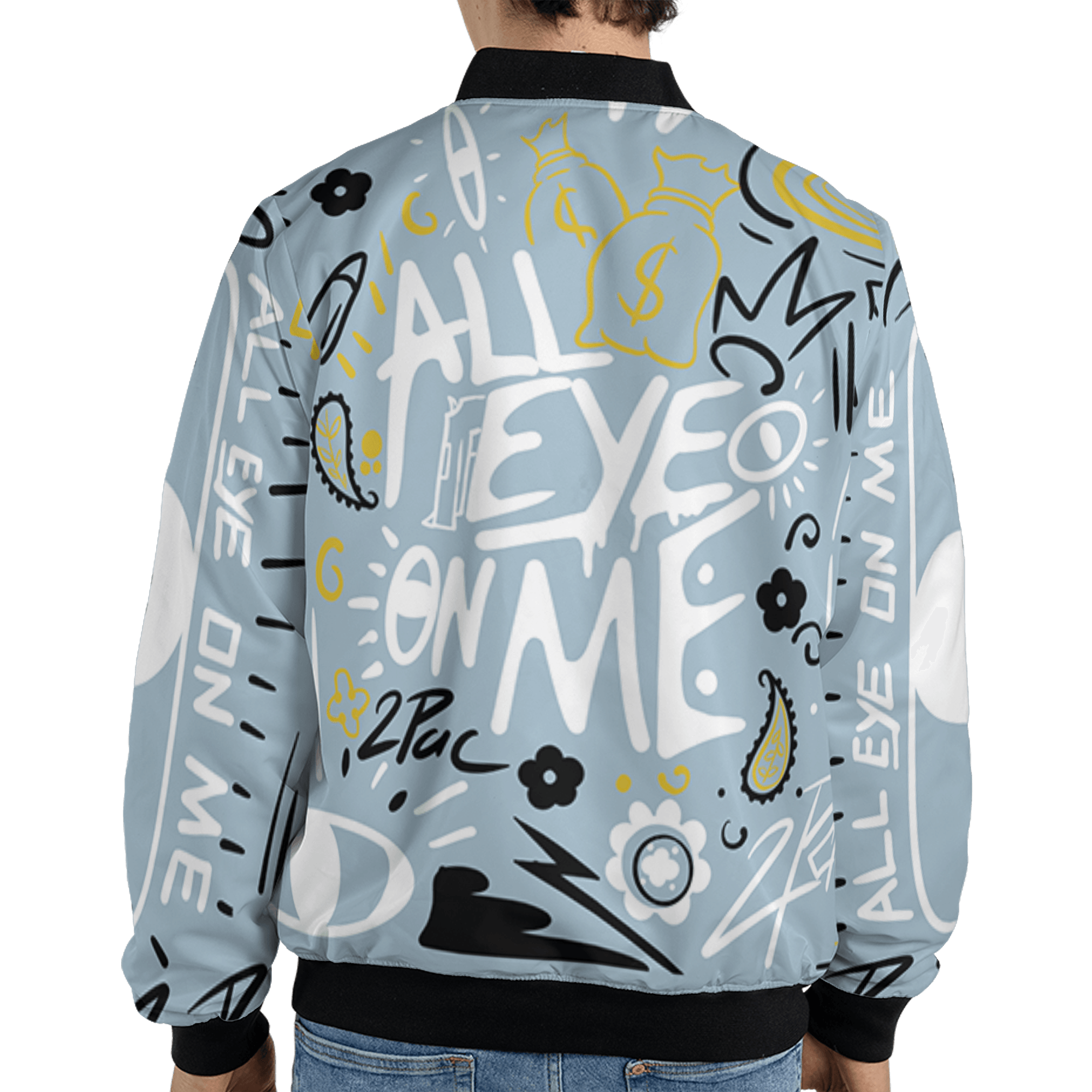 Blue Grey 13s Jacket Match All Eye On Me 3D All-Over Print Doodle Eye - NastyJamz