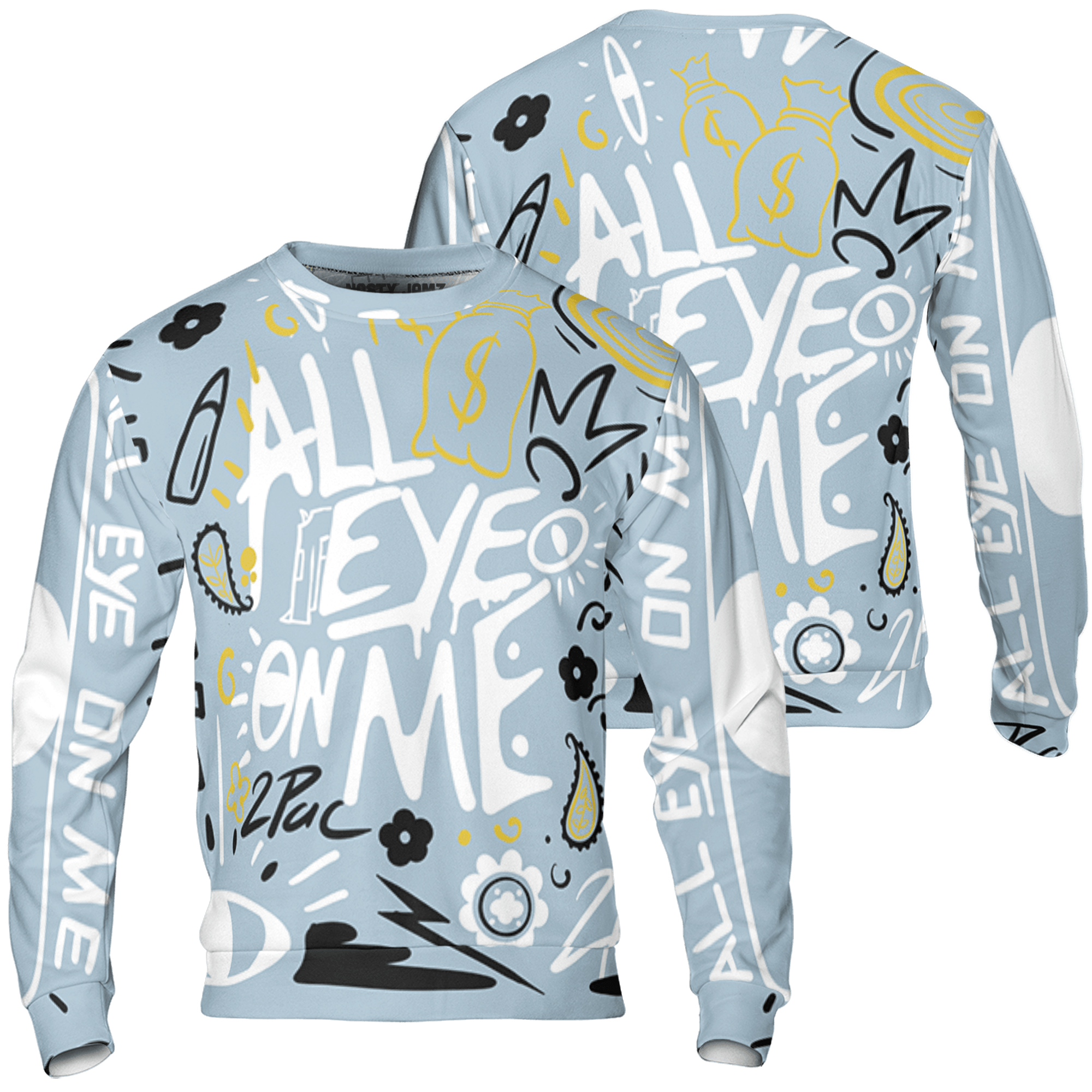 Blue Grey 13s Sweatshirt Match All Eye On Me 3D All-Over Print Doodle Eye - NastyJamz