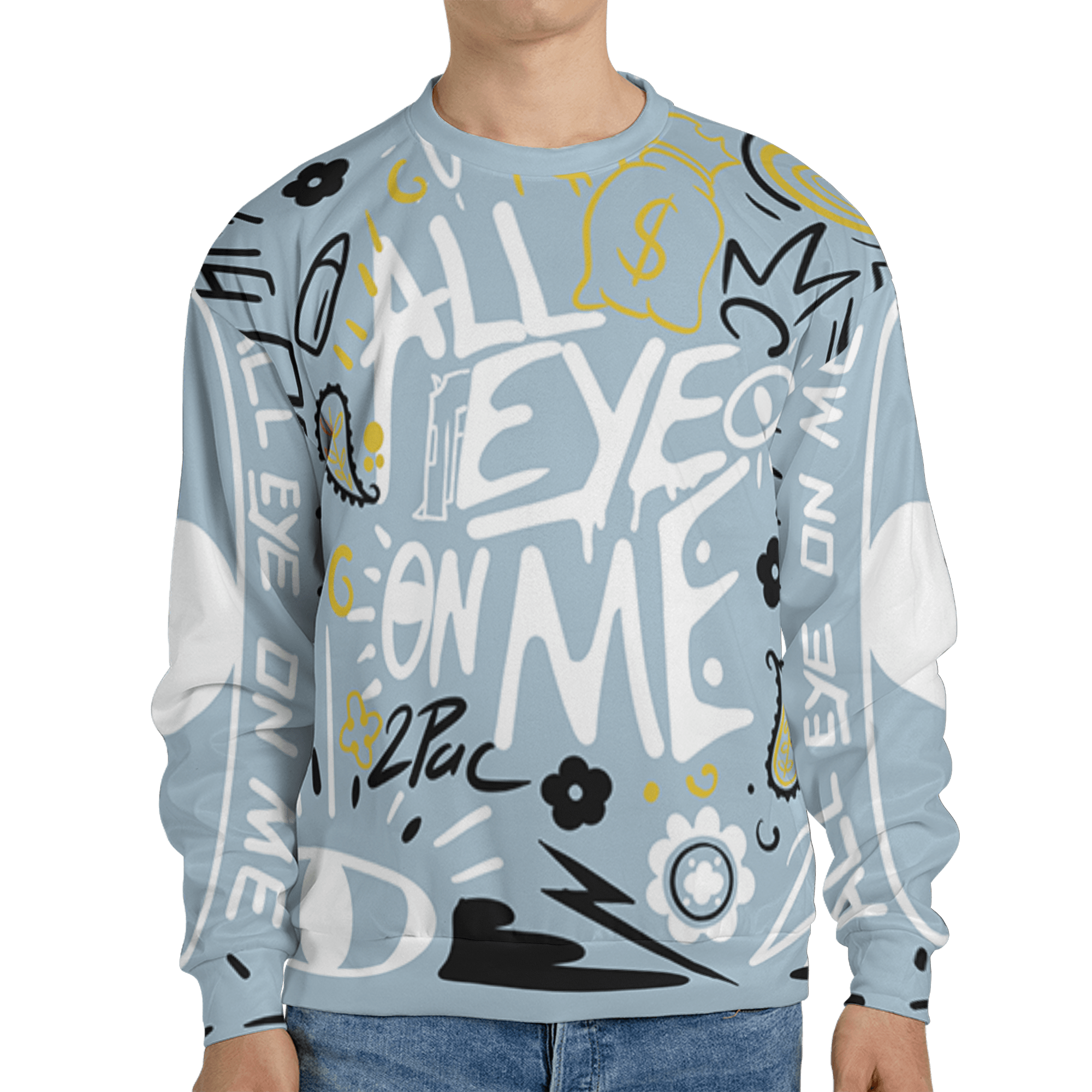 Blue Grey 13s Sweatshirt Match All Eye On Me 3D All-Over Print Doodle Eye - NastyJamz