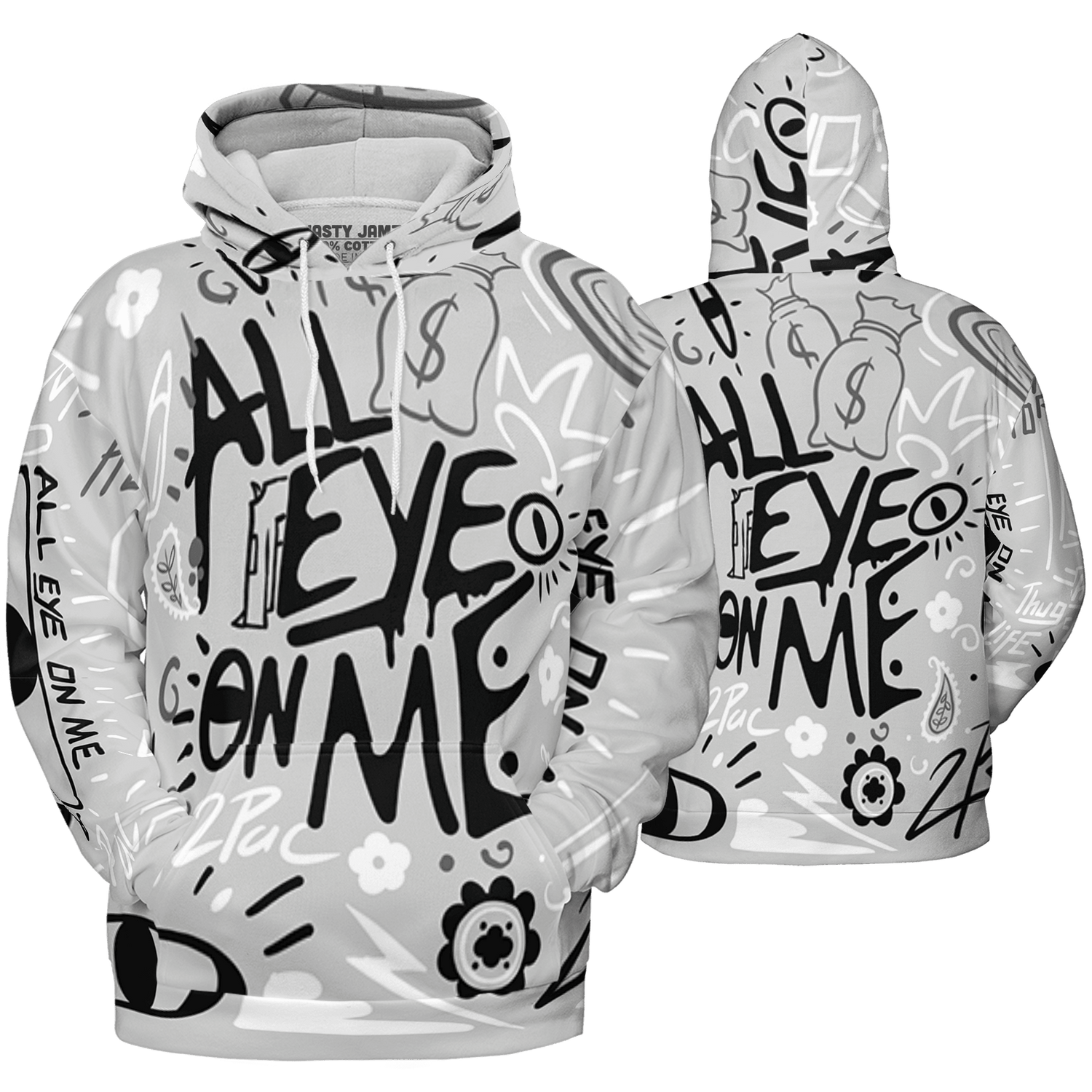 Retro High OG Black White 1s Hoodie Match All Eye On Me 3D All-Over Print Doodle Eye - NastyJamz