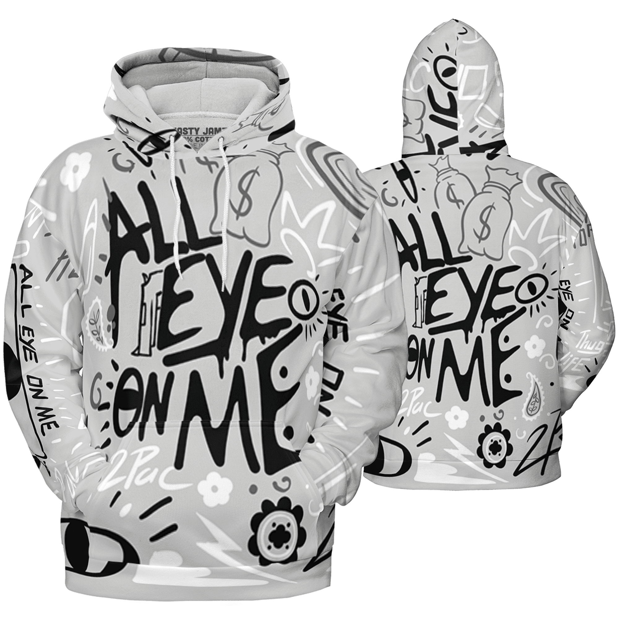 Retro High OG Black White 1s Hoodie Match All Eye On Me 3D All-Over Print Doodle Eye - NastyJamz