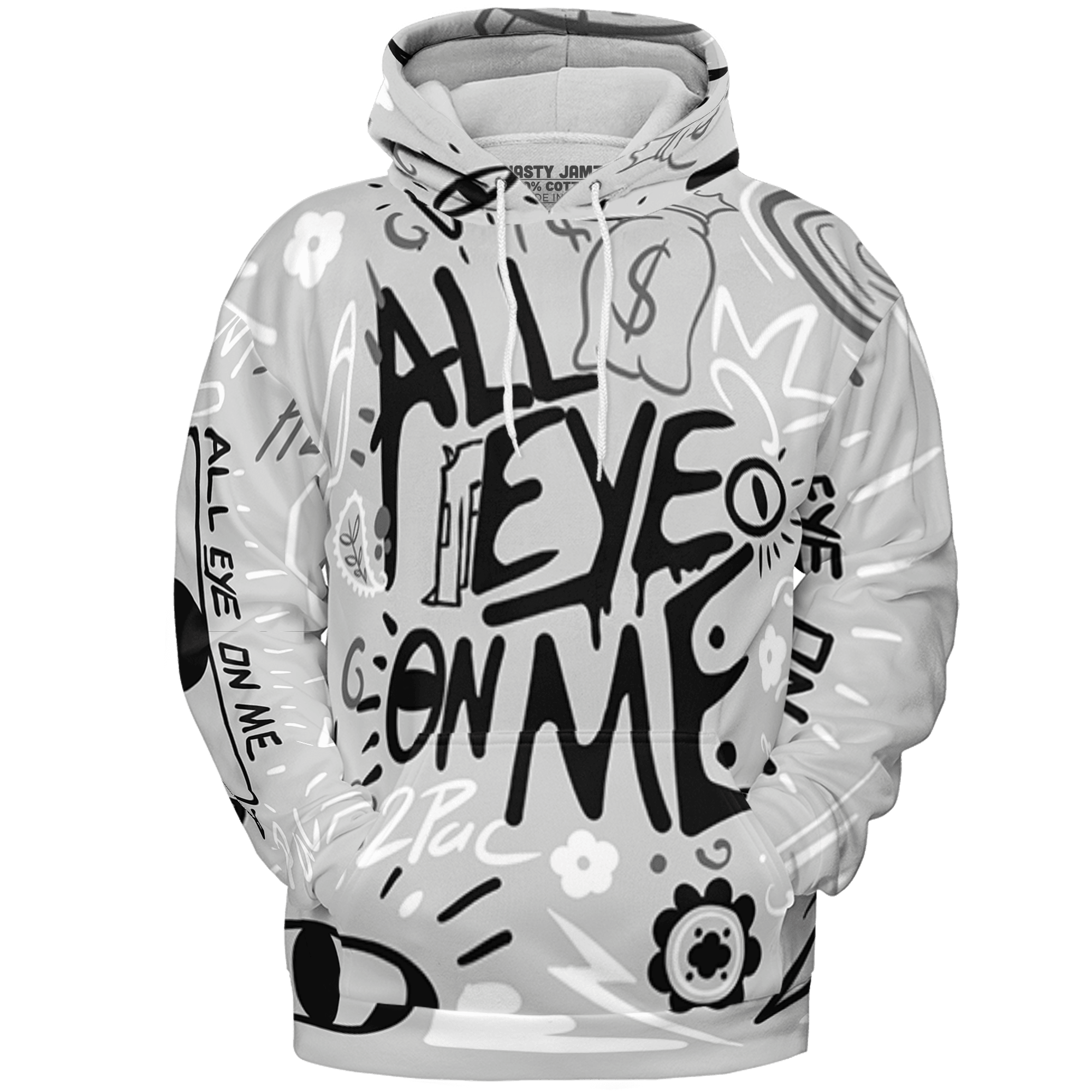 Retro High OG Black White 1s Hoodie Match All Eye On Me 3D All-Over Print Doodle Eye - NastyJamz