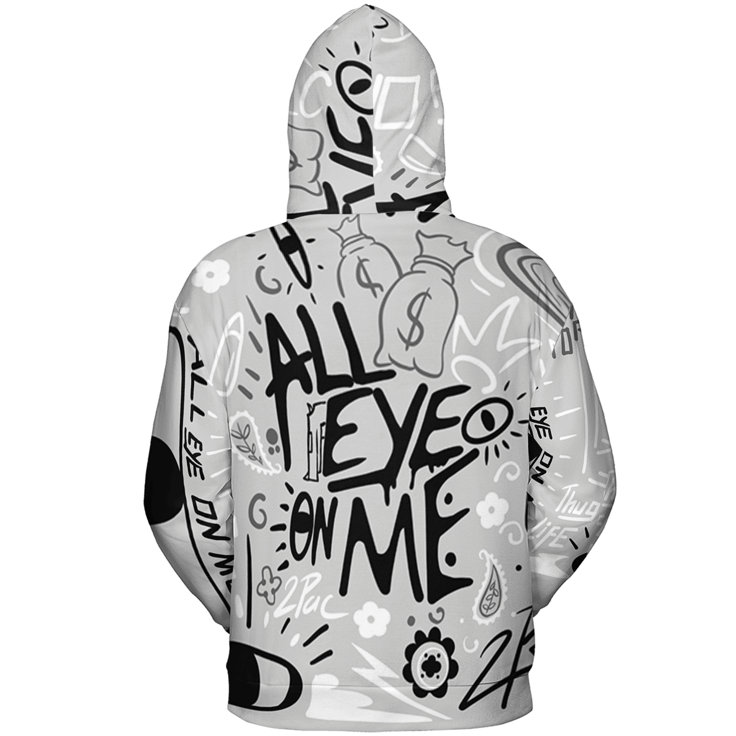 Retro High OG Black White 1s Hoodie Match All Eye On Me 3D All-Over Print Doodle Eye - NastyJamz