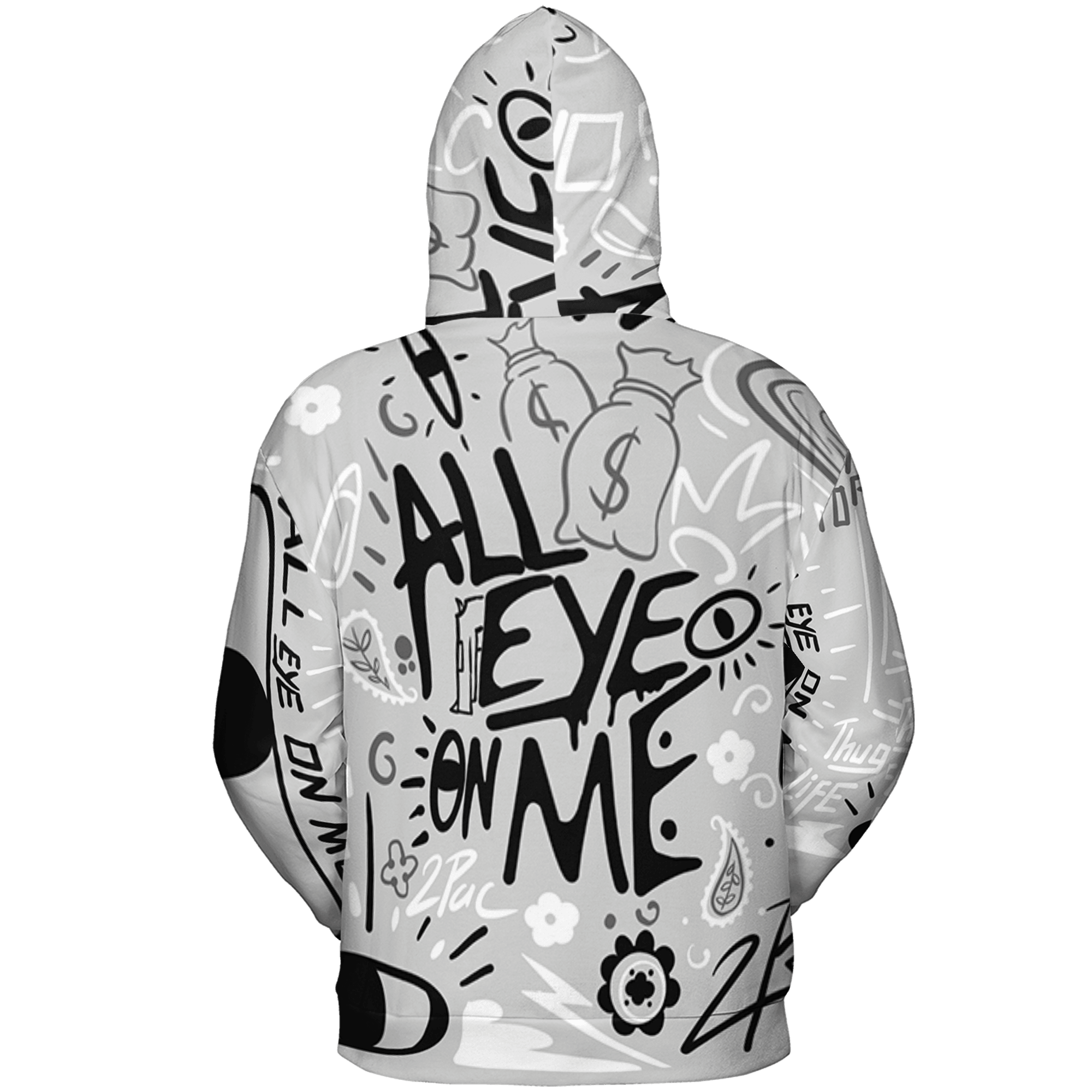 Retro High OG Black White 1s Hoodie Match All Eye On Me 3D All-Over Print Doodle Eye - NastyJamz