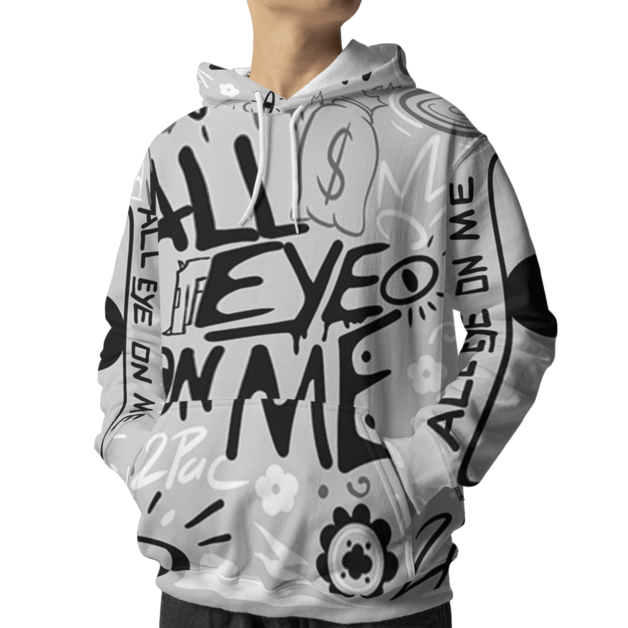 Retro High OG Black White 1s Hoodie Match All Eye On Me 3D All-Over Print Doodle Eye - NastyJamz