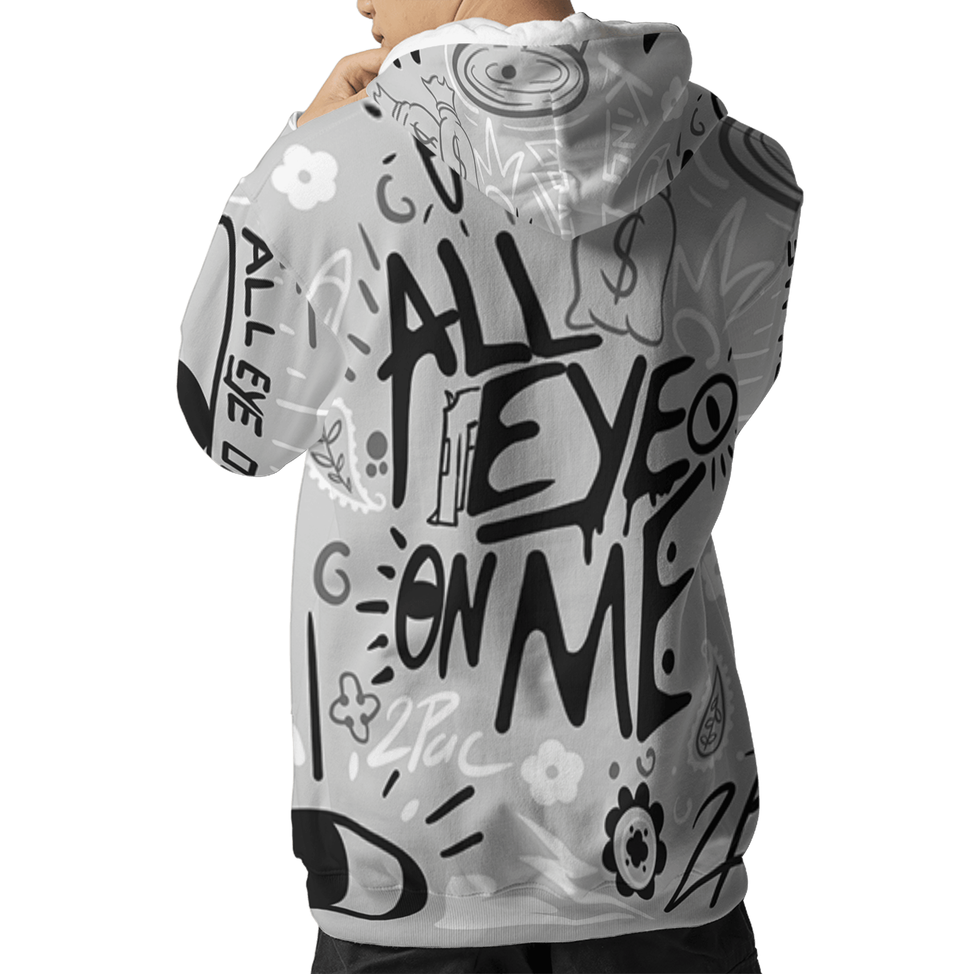 Retro High OG Black White 1s Hoodie Match All Eye On Me 3D All-Over Print Doodle Eye - NastyJamz