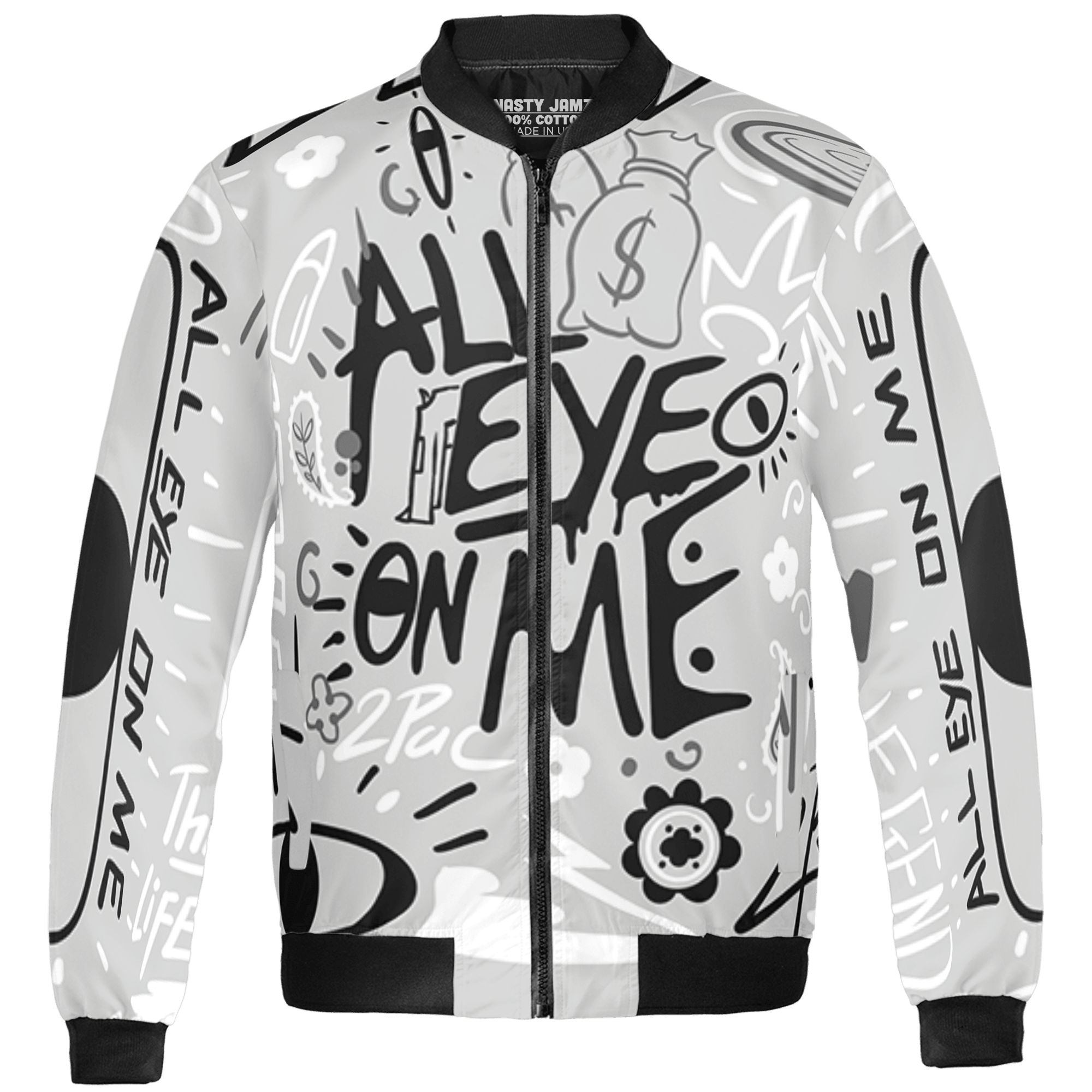 Retro High OG Black White 1s Jacket Match All Eye On Me 3D All-Over Print Doodle Eye - NastyJamz