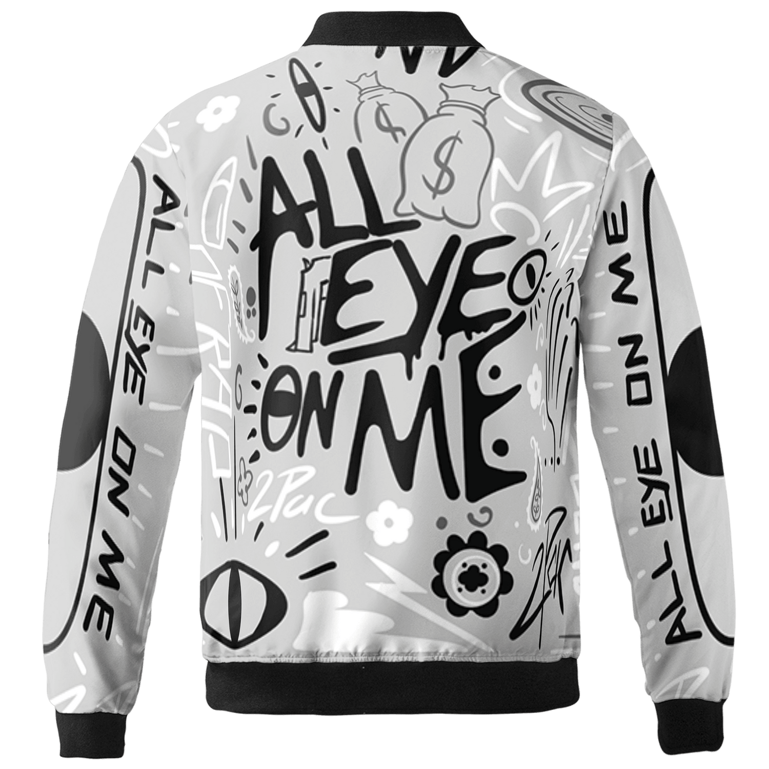Retro High OG Black White 1s Jacket Match All Eye On Me 3D All-Over Print Doodle Eye - NastyJamz