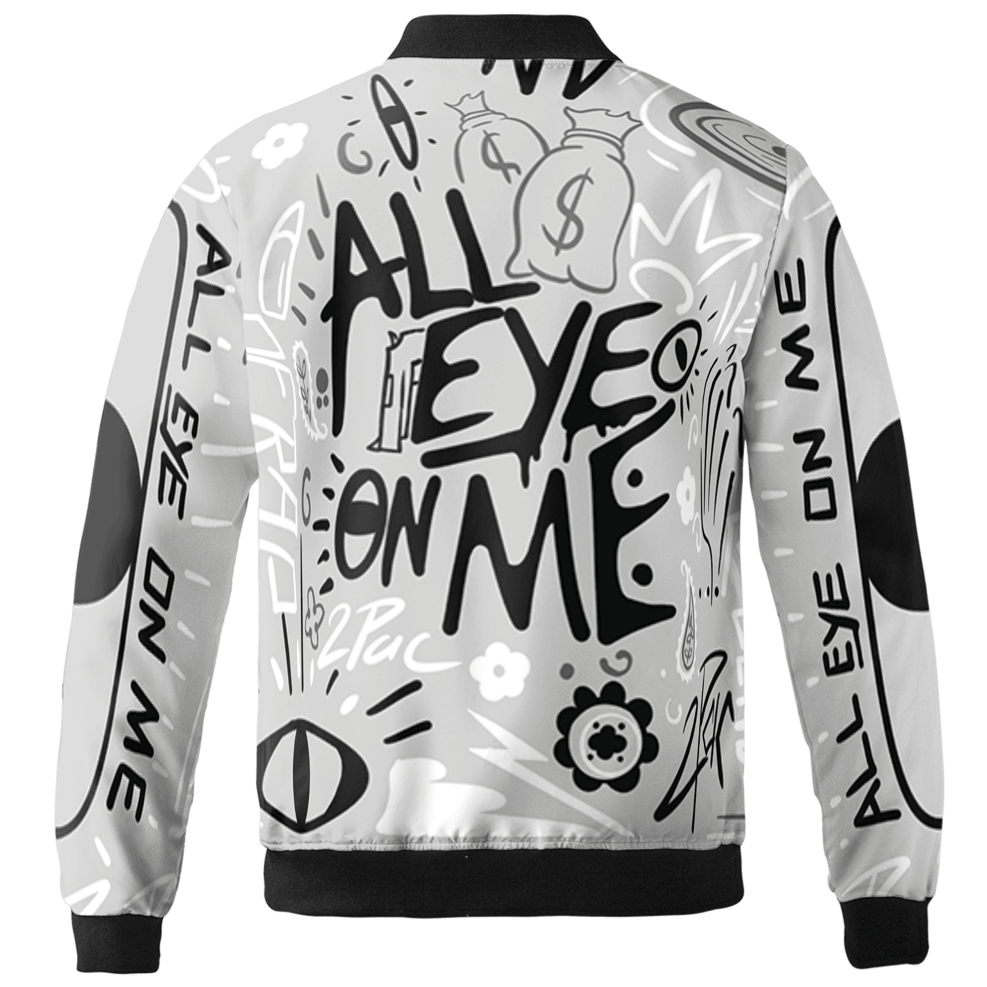 Retro High OG Black White 1s Jacket Match All Eye On Me 3D All-Over Print Doodle Eye - NastyJamz