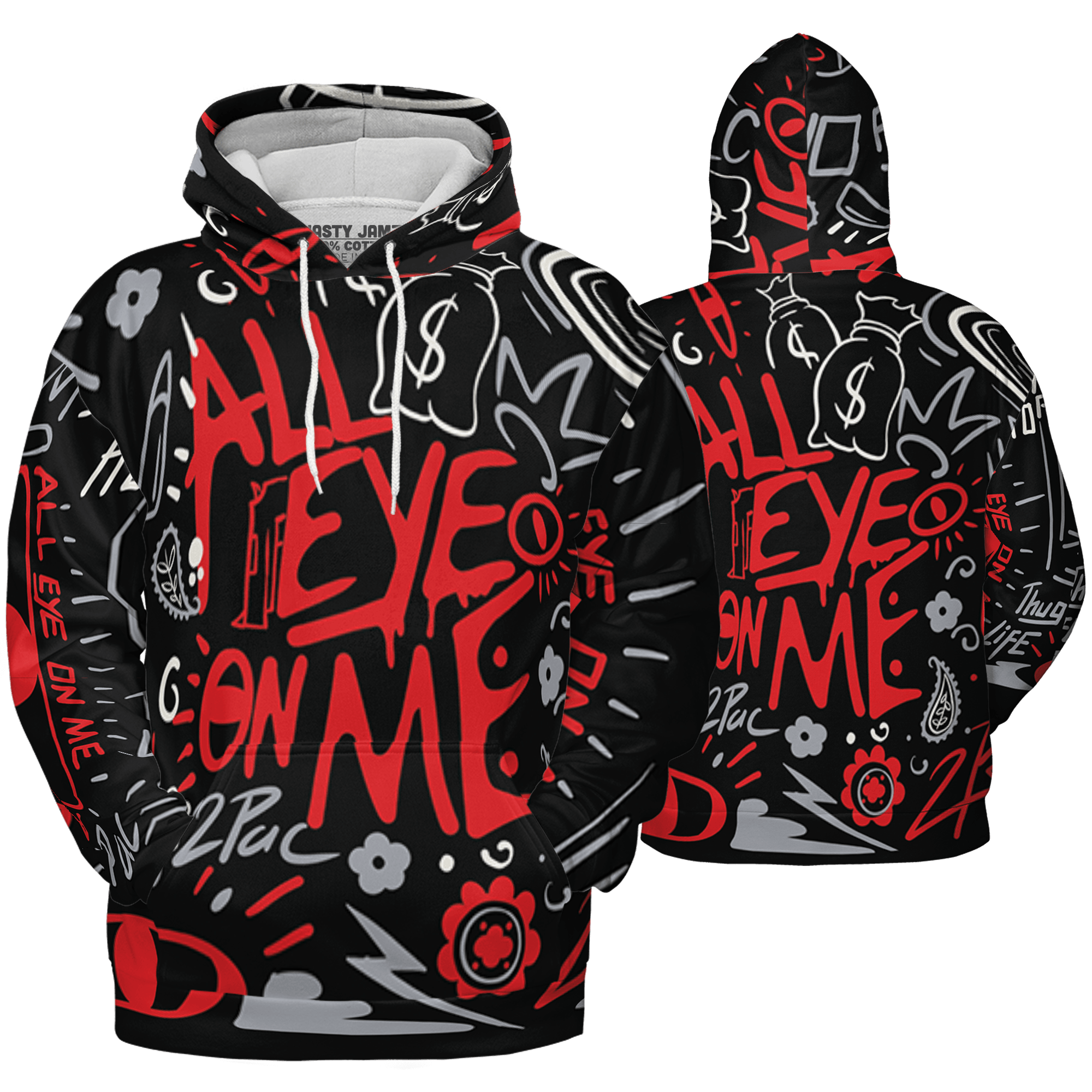 Bred Reimagined 4s Hoodie Match All Eye On Me 3D All-Over Print Doodle Eye - NastyJamz