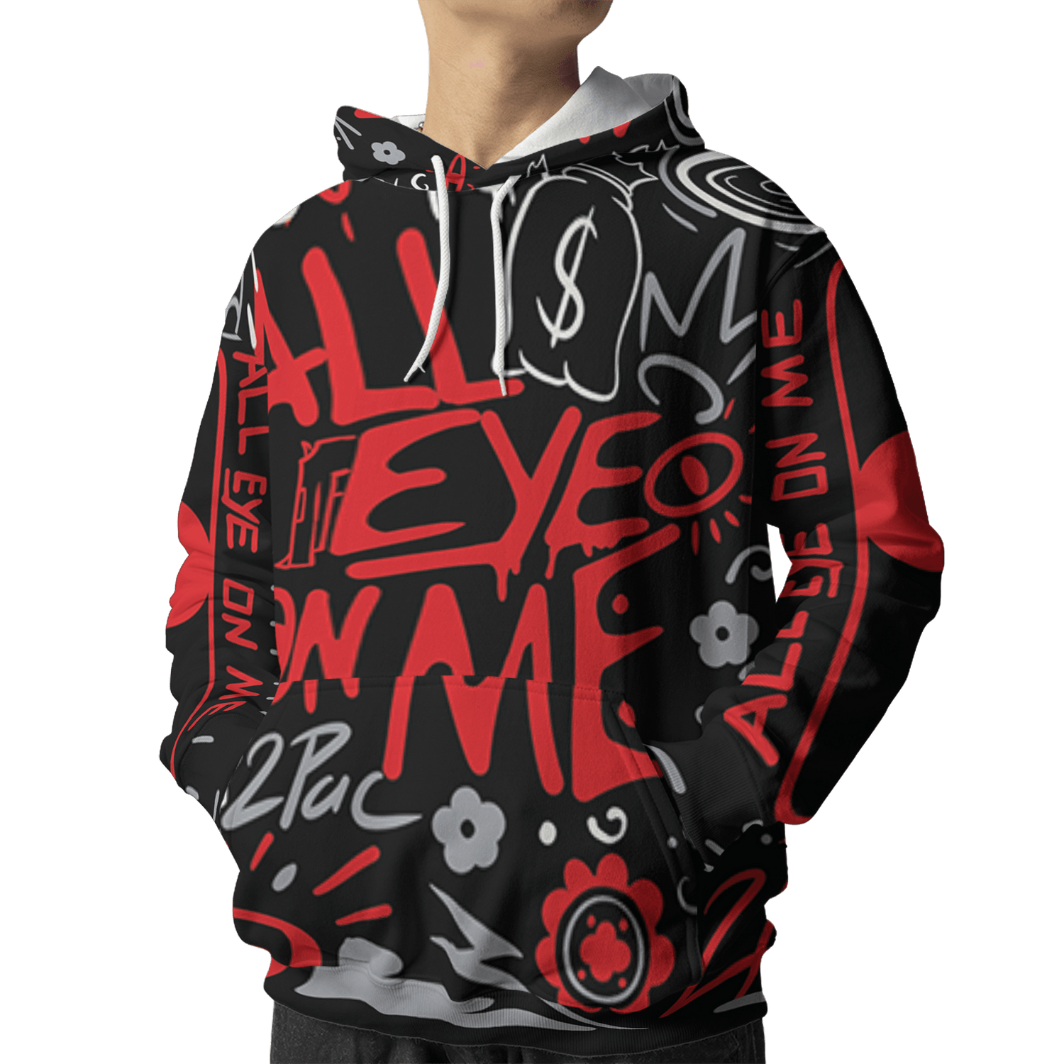 Bred Reimagined 4s Hoodie Match All Eye On Me 3D All-Over Print Doodle Eye - NastyJamz