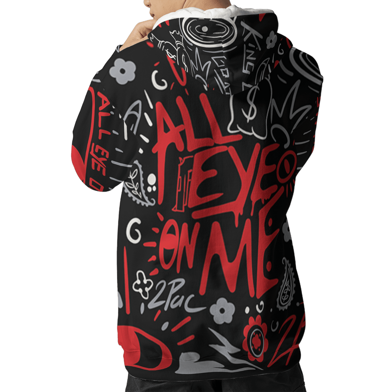 Bred Reimagined 4s Hoodie Match All Eye On Me 3D All-Over Print Doodle Eye - NastyJamz