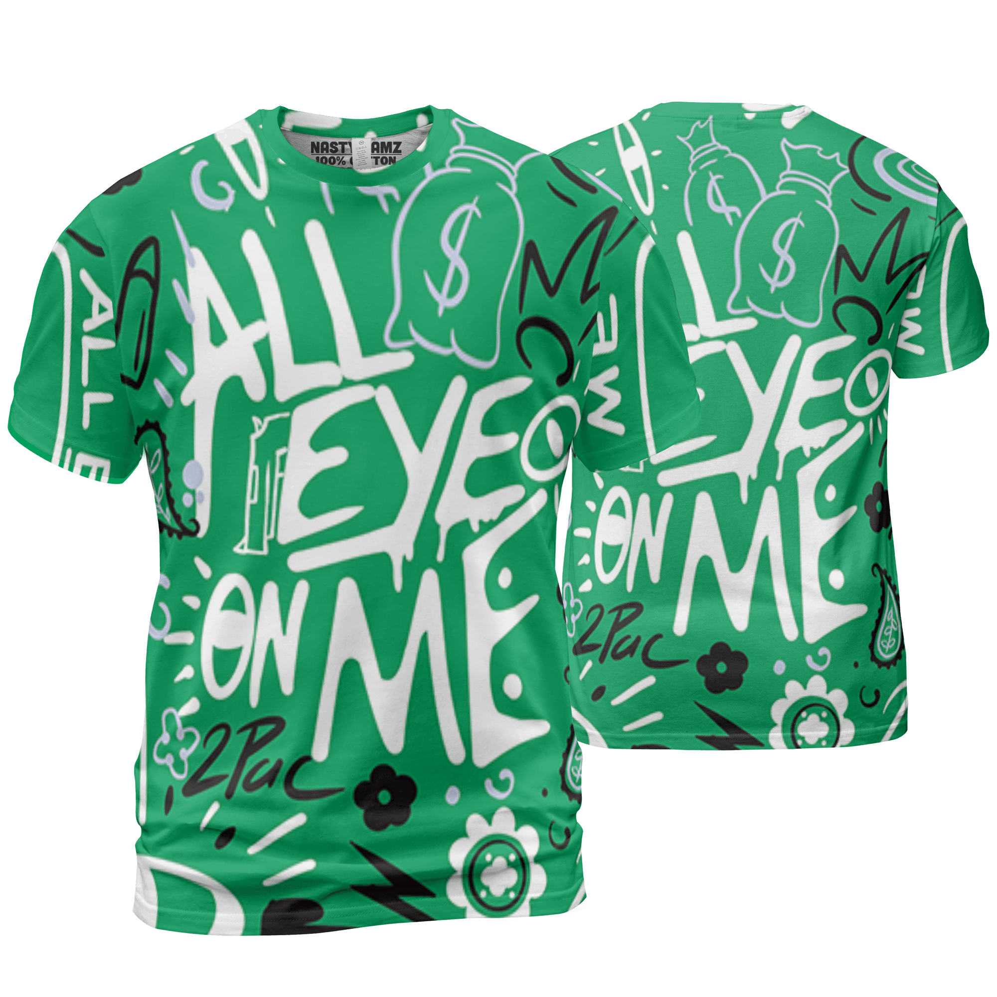 Lucky Green 5s T Shirt Match All Eye On Me 3D All-Over Print Doodle Eye - NastyJamz