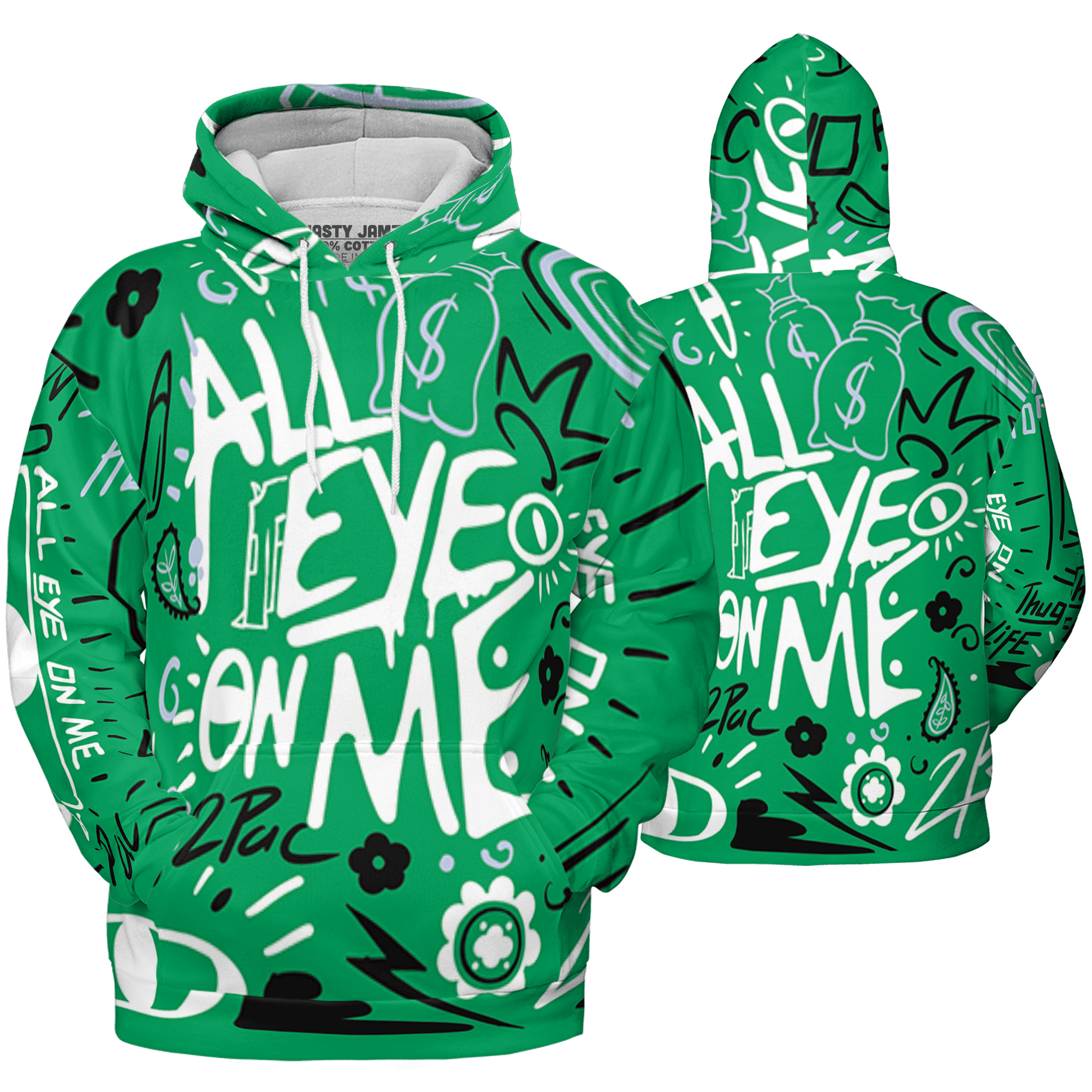 Lucky Green 5s Hoodie Match All Eye On Me 3D All-Over Print Doodle Eye - NastyJamz