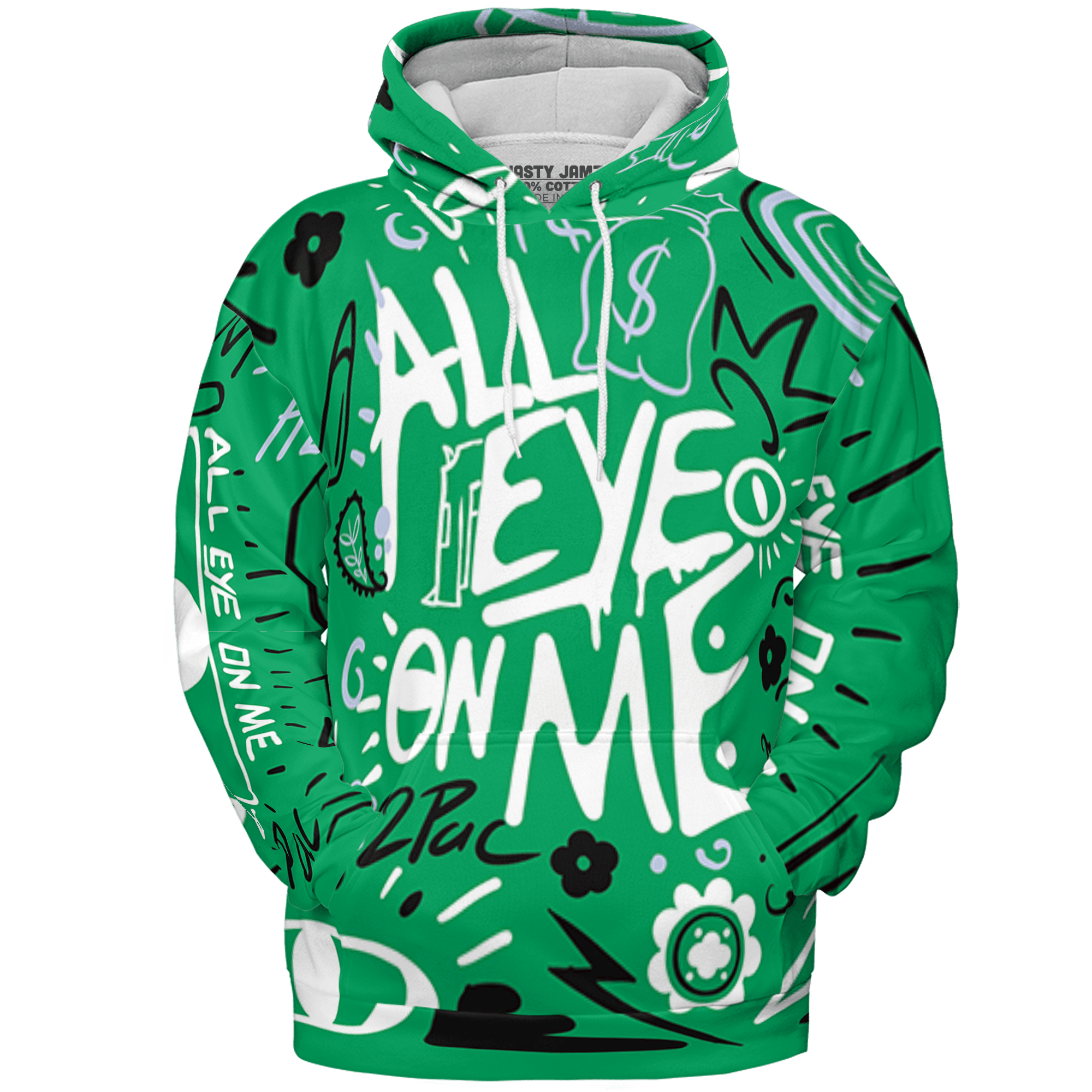 Lucky Green 5s Hoodie Match All Eye On Me 3D All-Over Print Doodle Eye - NastyJamz