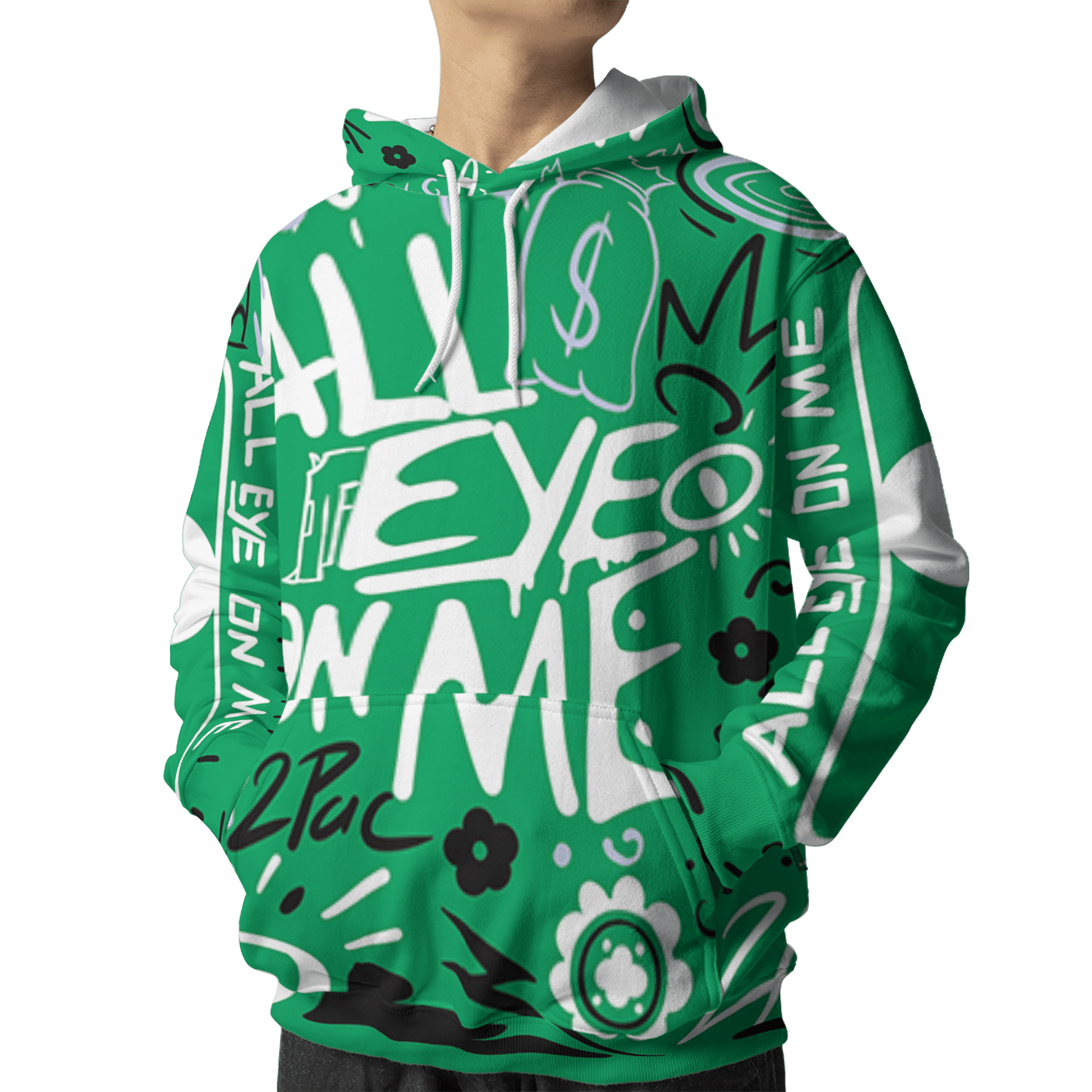 Lucky Green 5s Hoodie Match All Eye On Me 3D All-Over Print Doodle Eye - NastyJamz