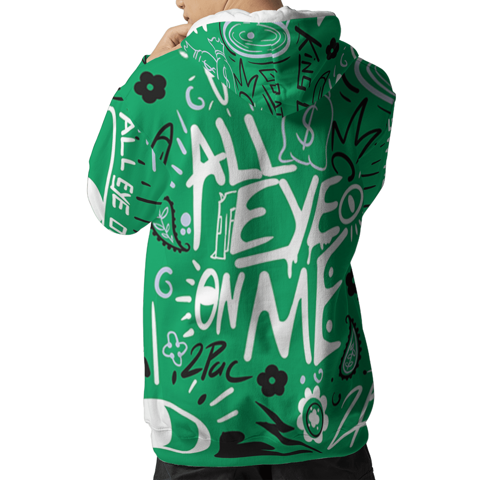 Lucky Green 5s Hoodie Match All Eye On Me 3D All-Over Print Doodle Eye - NastyJamz