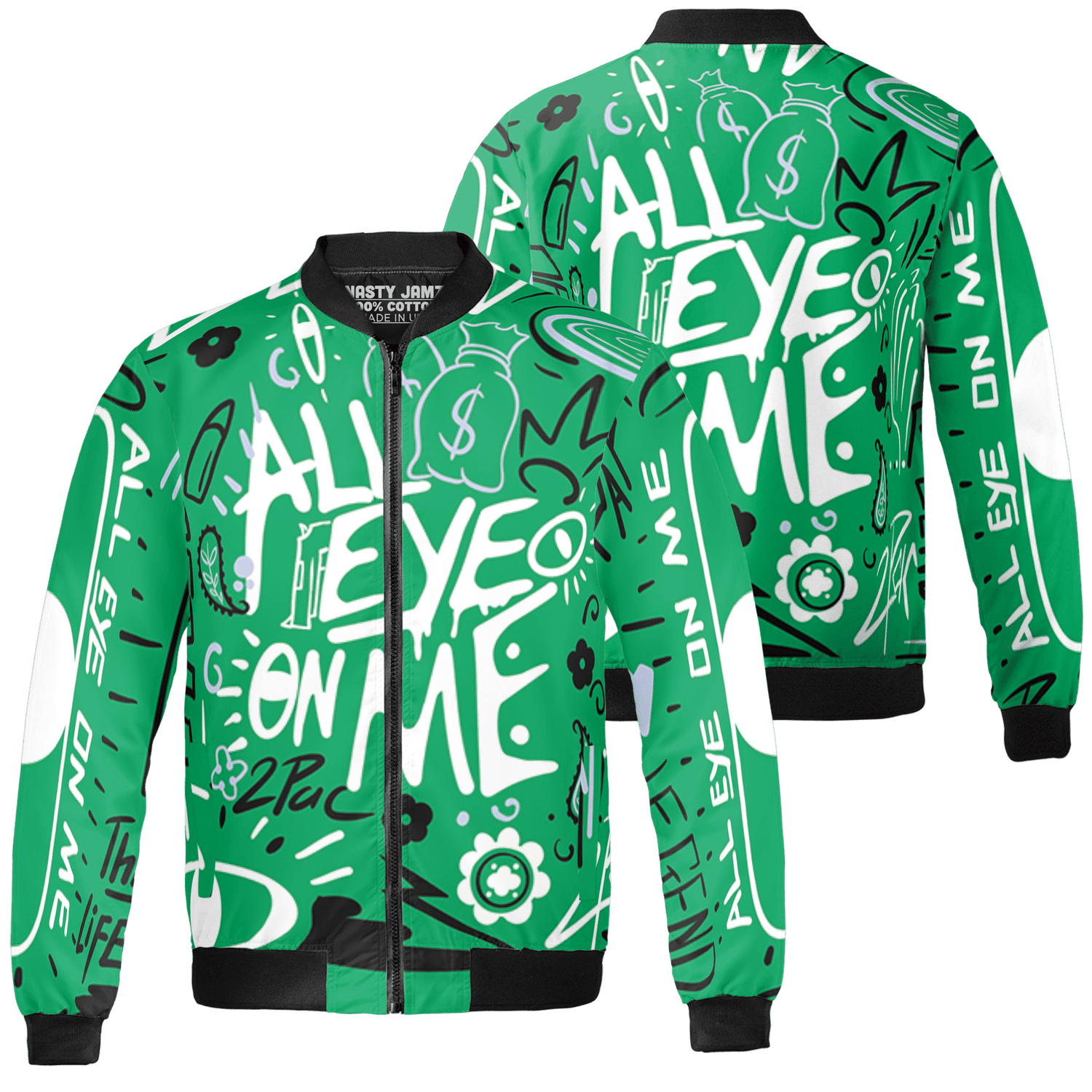 Lucky Green 5s Jacket Match All Eye On Me 3D All-Over Print Doodle Eye - NastyJamz