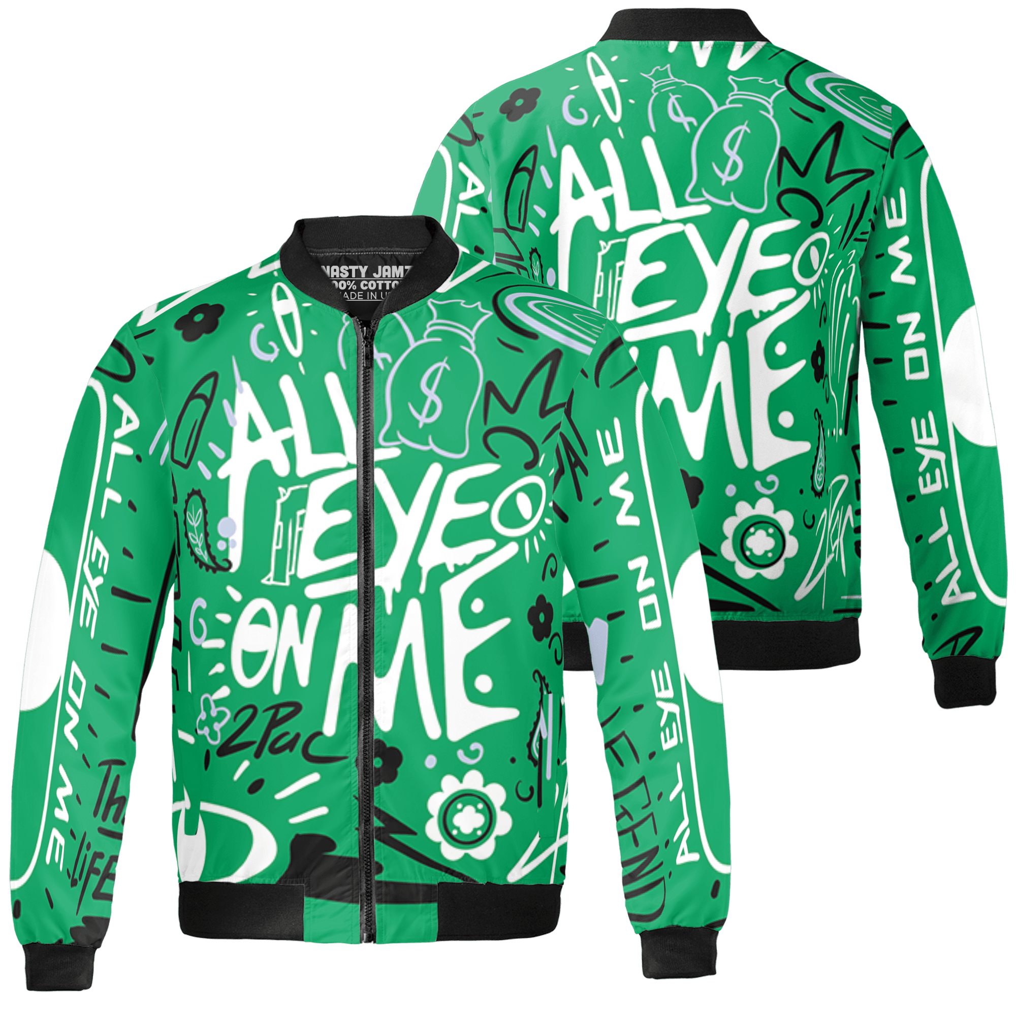 Lucky Green 5s Jacket Match All Eye On Me 3D All-Over Print Doodle Eye - NastyJamz