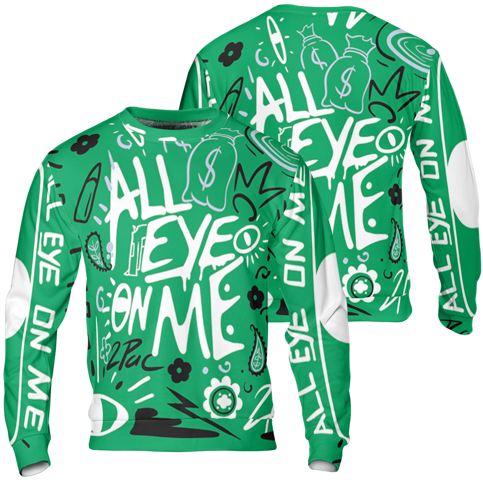 Lucky Green 5s Sweatshirt Match All Eye On Me 3D All-Over Print Doodle Eye - NastyJamz