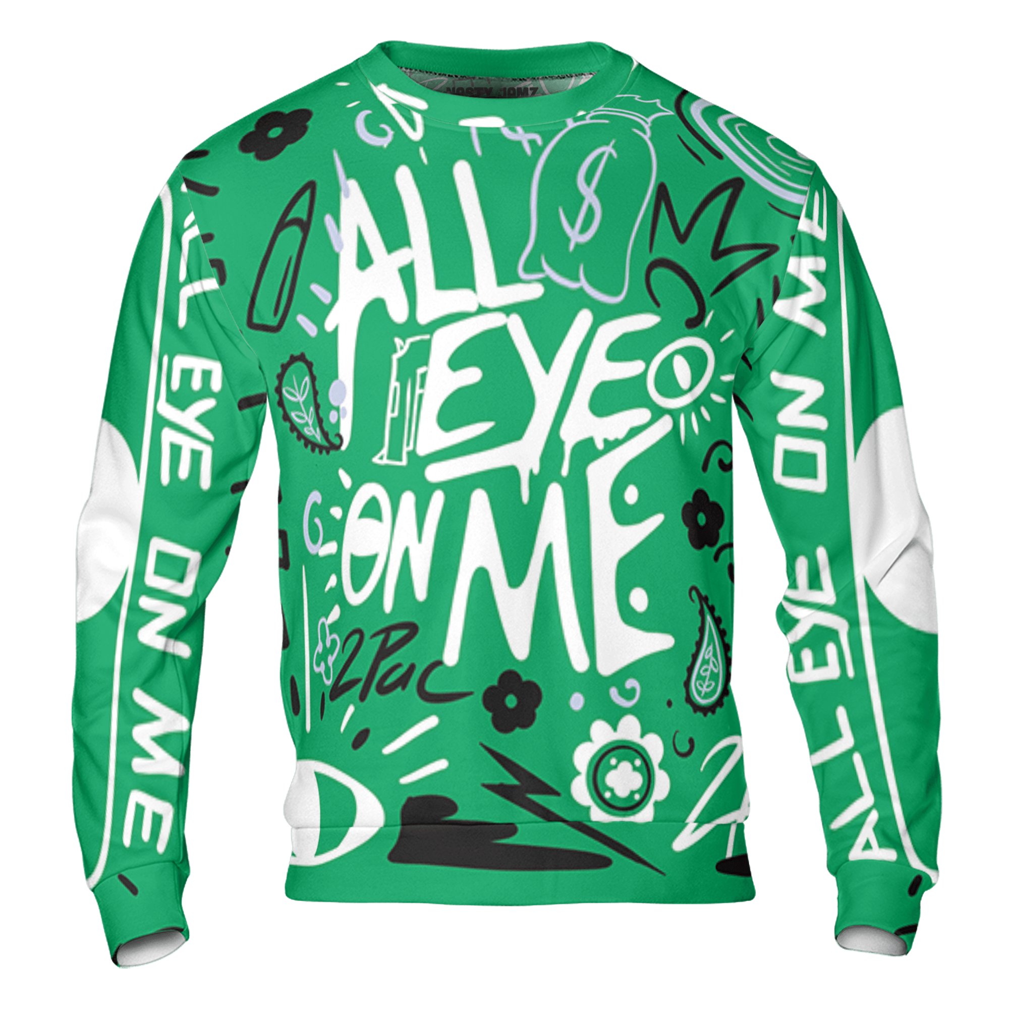 Lucky Green 5s Sweatshirt Match All Eye On Me 3D All-Over Print Doodle Eye - NastyJamz