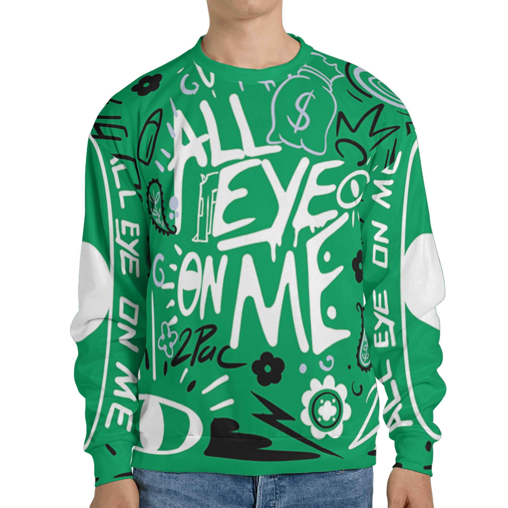 Lucky Green 5s Sweatshirt Match All Eye On Me 3D All-Over Print Doodle Eye - NastyJamz
