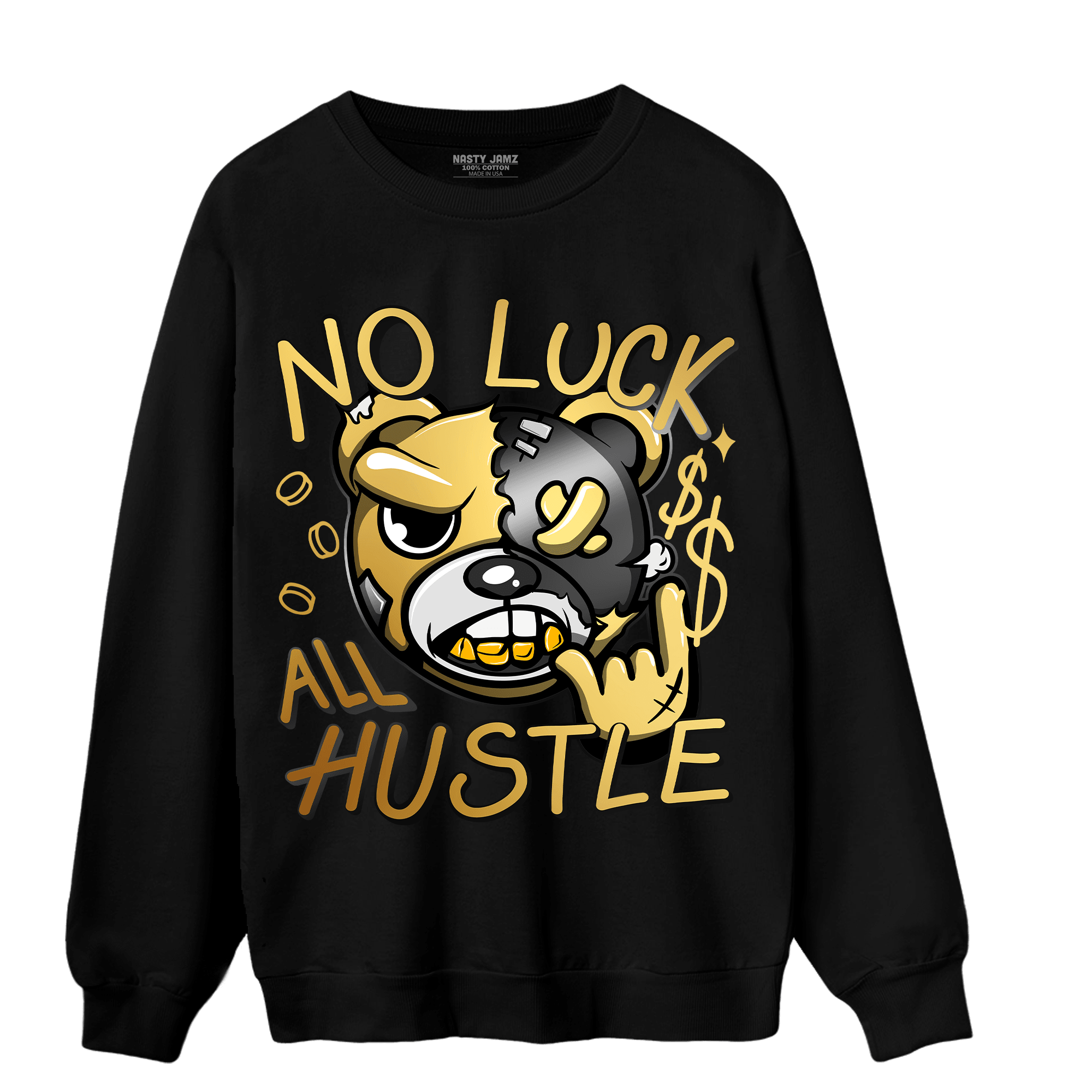 Mid SE Black Gold 1s Sweatshirt Match All Hustle - NastyJamz