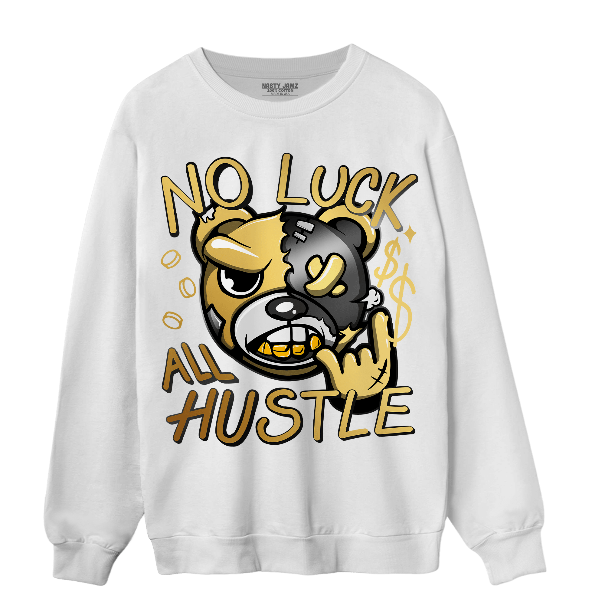 Mid SE Black Gold 1s Sweatshirt Match All Hustle - NastyJamz