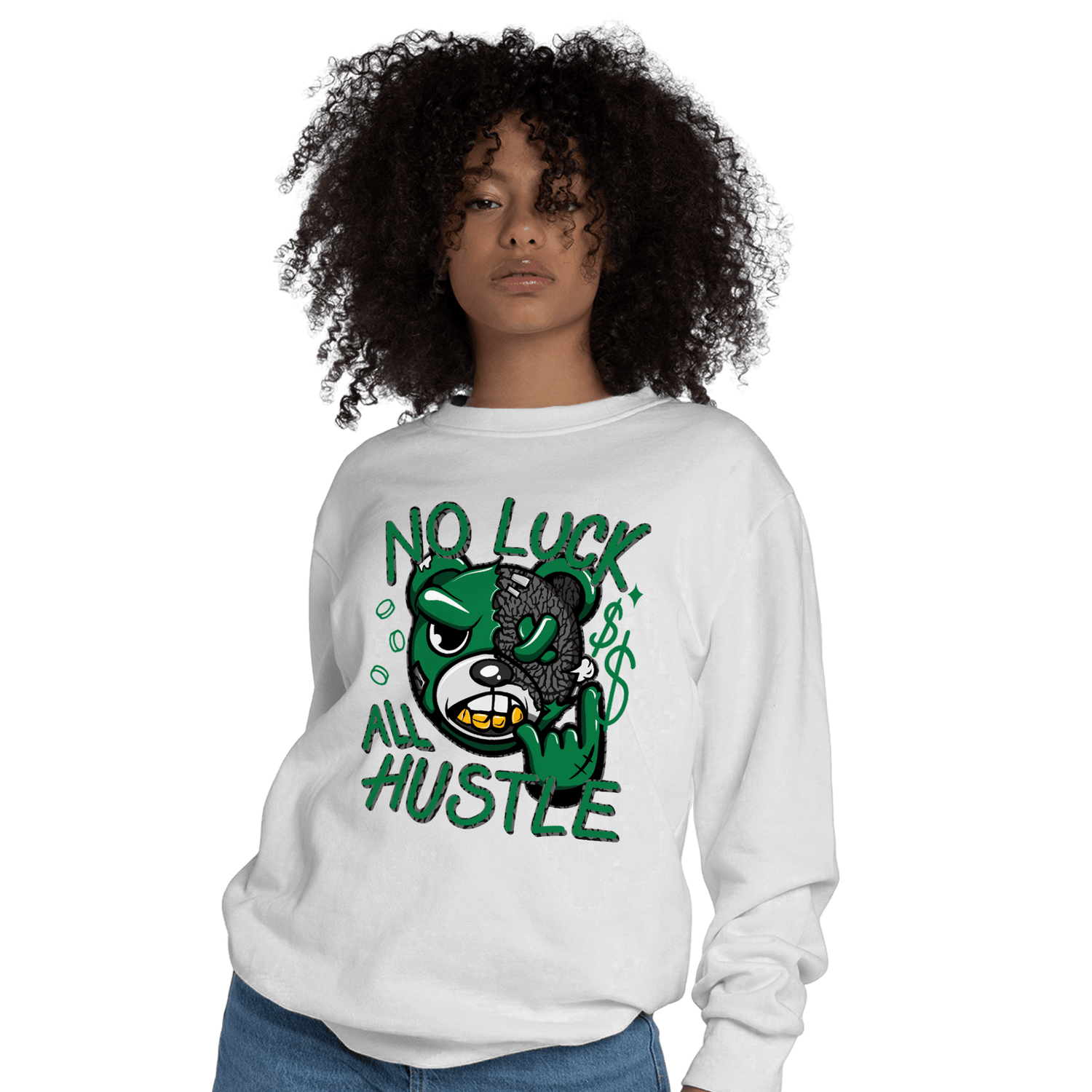 Lucky Green 3s Sweatshirt Match All Hustle - NastyJamz