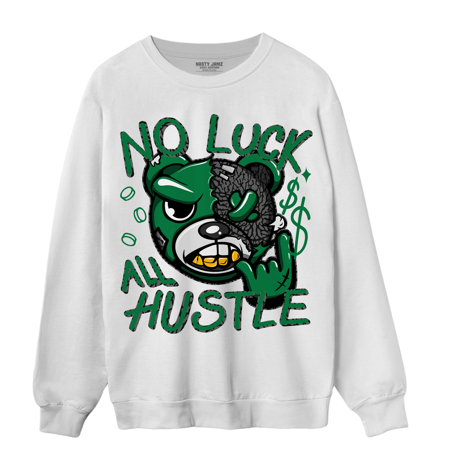 Lucky Green 3s Sweatshirt Match All Hustle - NastyJamz