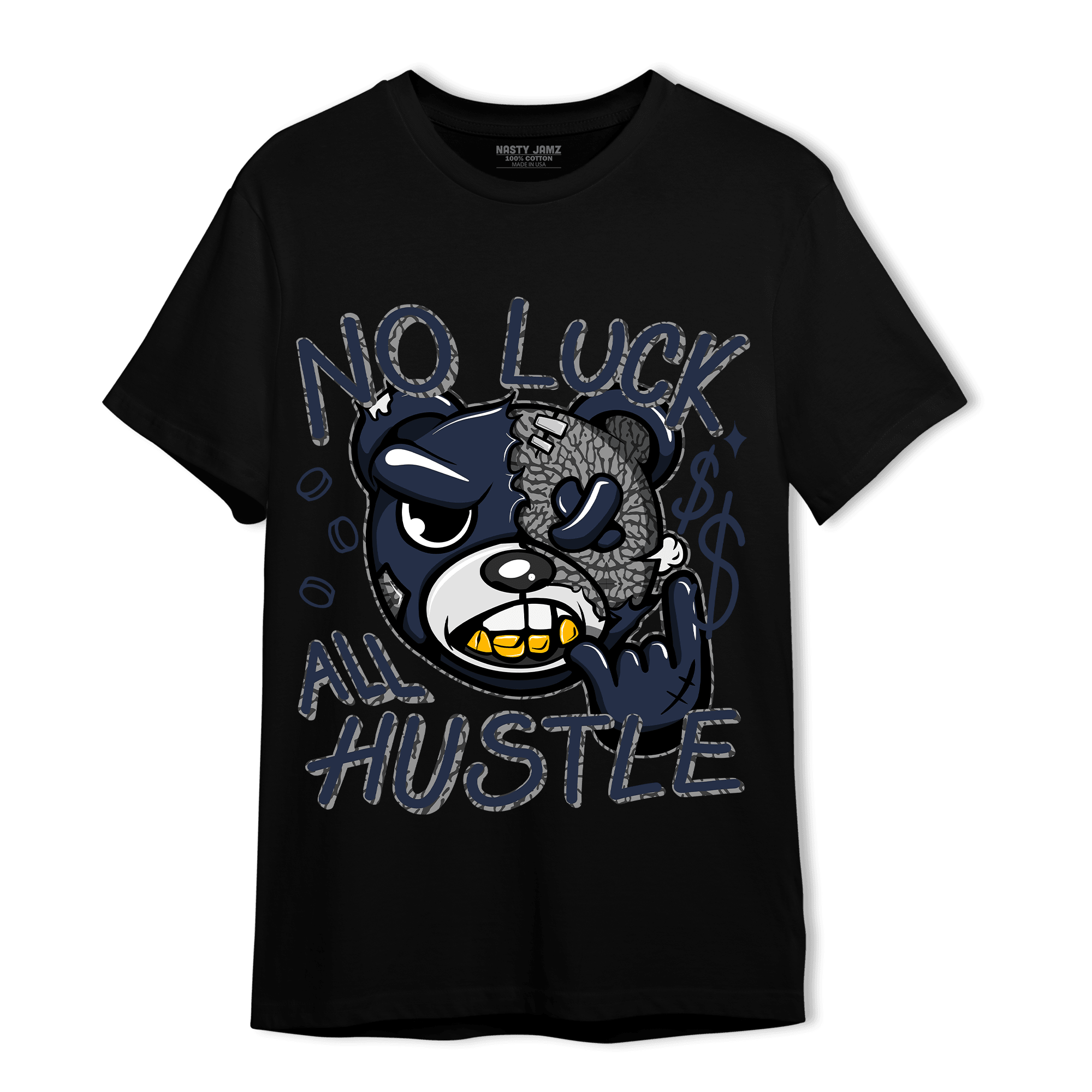 White Navy 3s T Shirt Match All Hustle - NastyJamz