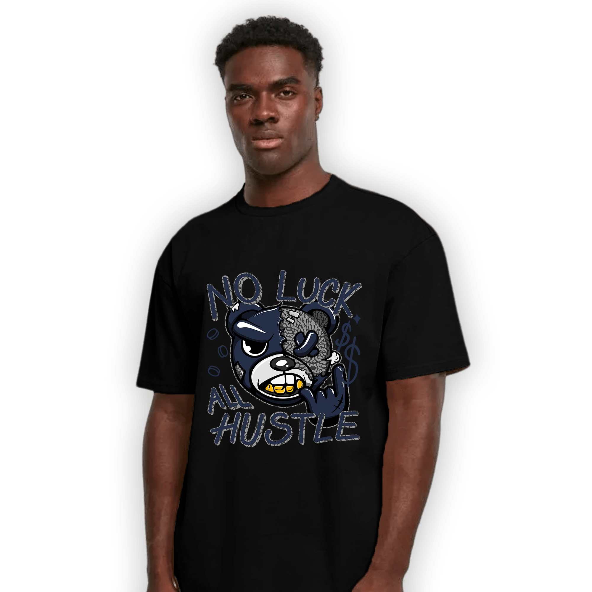 White Navy 3s T Shirt Match All Hustle - NastyJamz