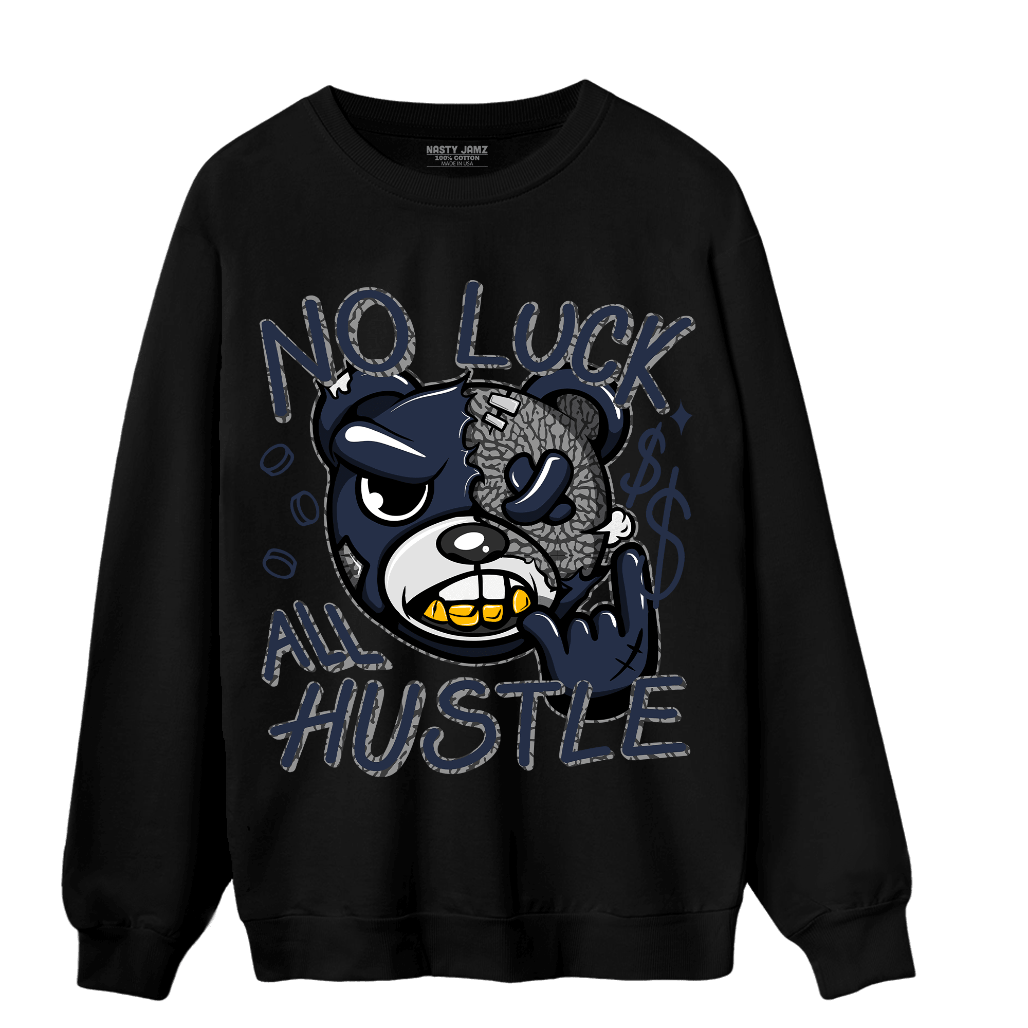 White Navy 3s Sweatshirt Match All Hustle - NastyJamz