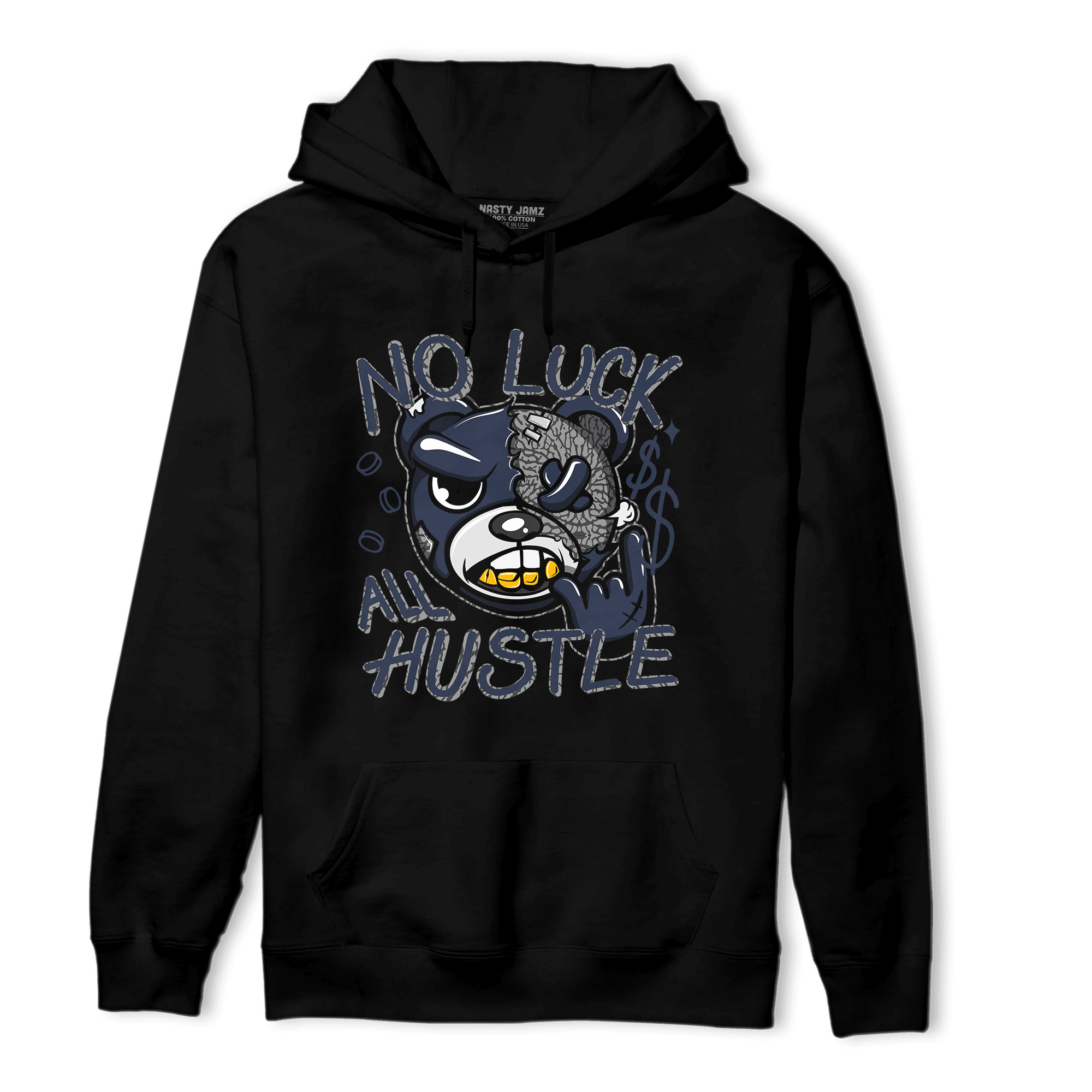 White Navy 3s Hoodie Match All Hustle - NastyJamz