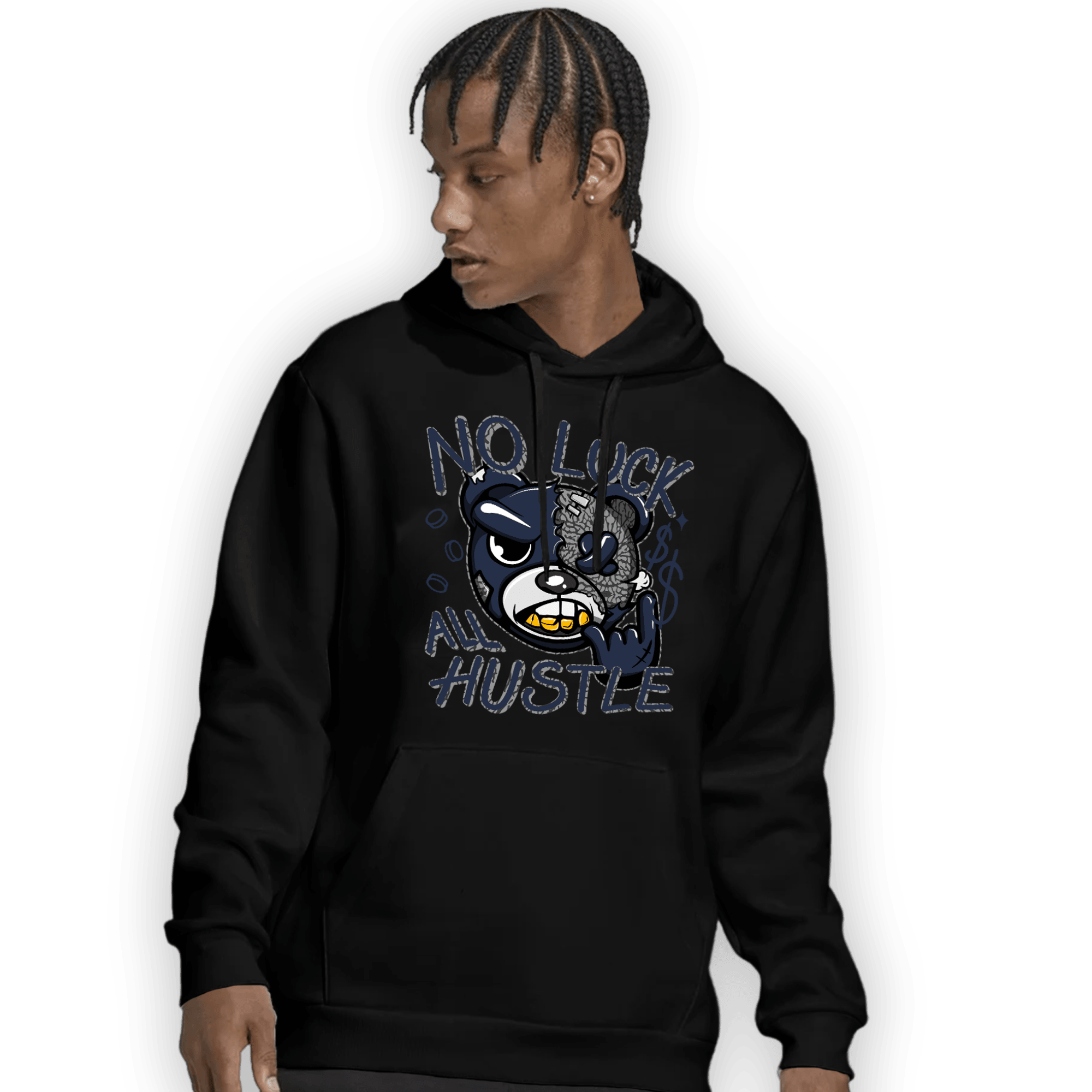 White Navy 3s Hoodie Match All Hustle - NastyJamz