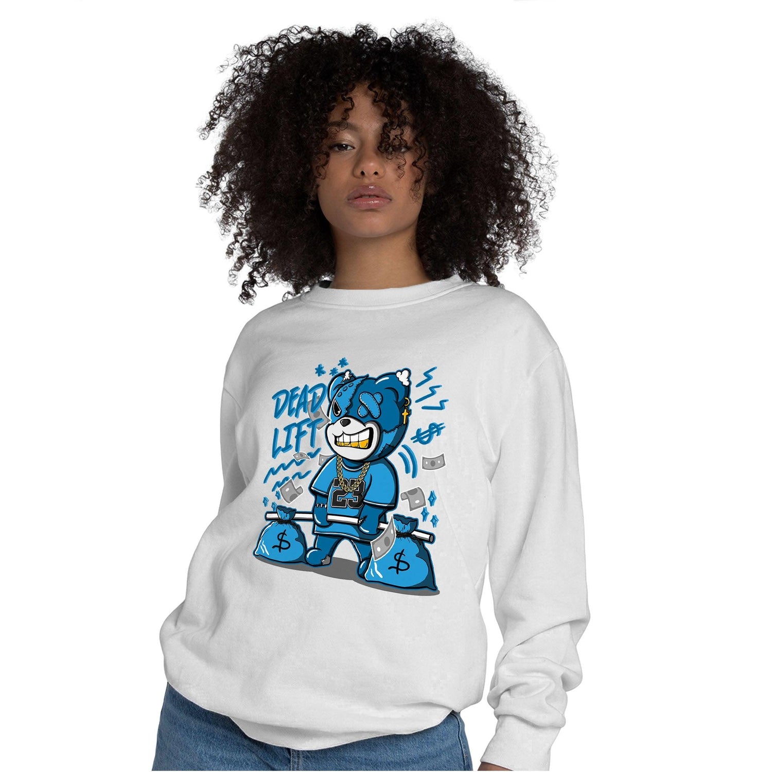 Powder Blue 9s Sweatshirt Match BER 23 Deadlift - NastyJamz