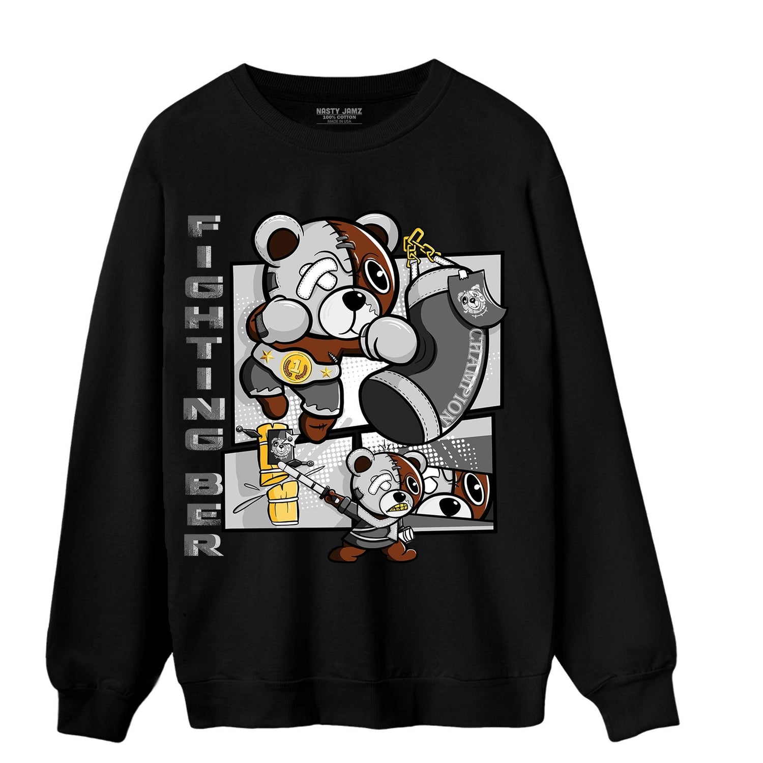 Retro High OG Black White 1s Sweatshirt Match BER Fighting Boxing - NastyJamz